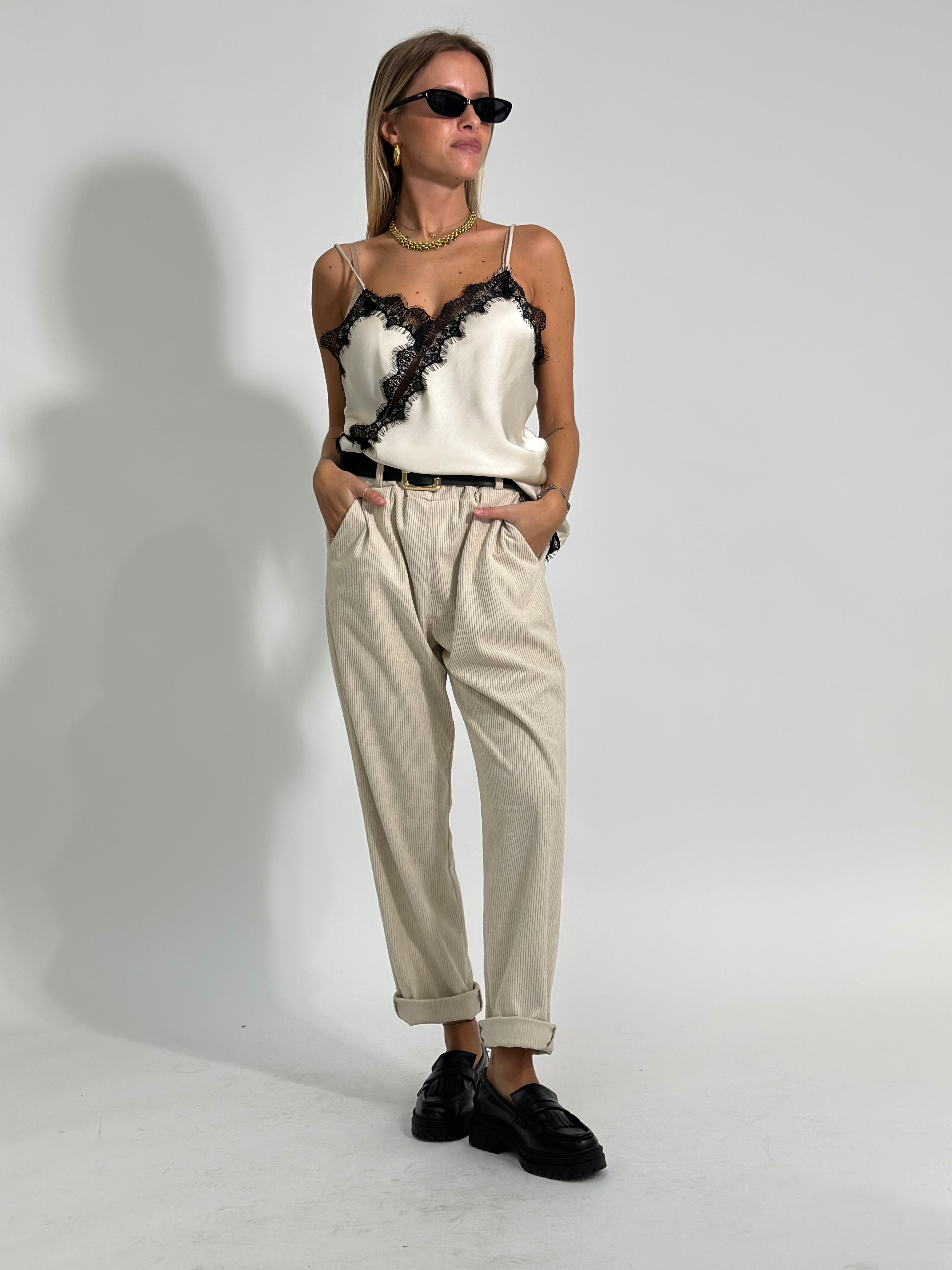 Top satin pizzo 19651 PANNA