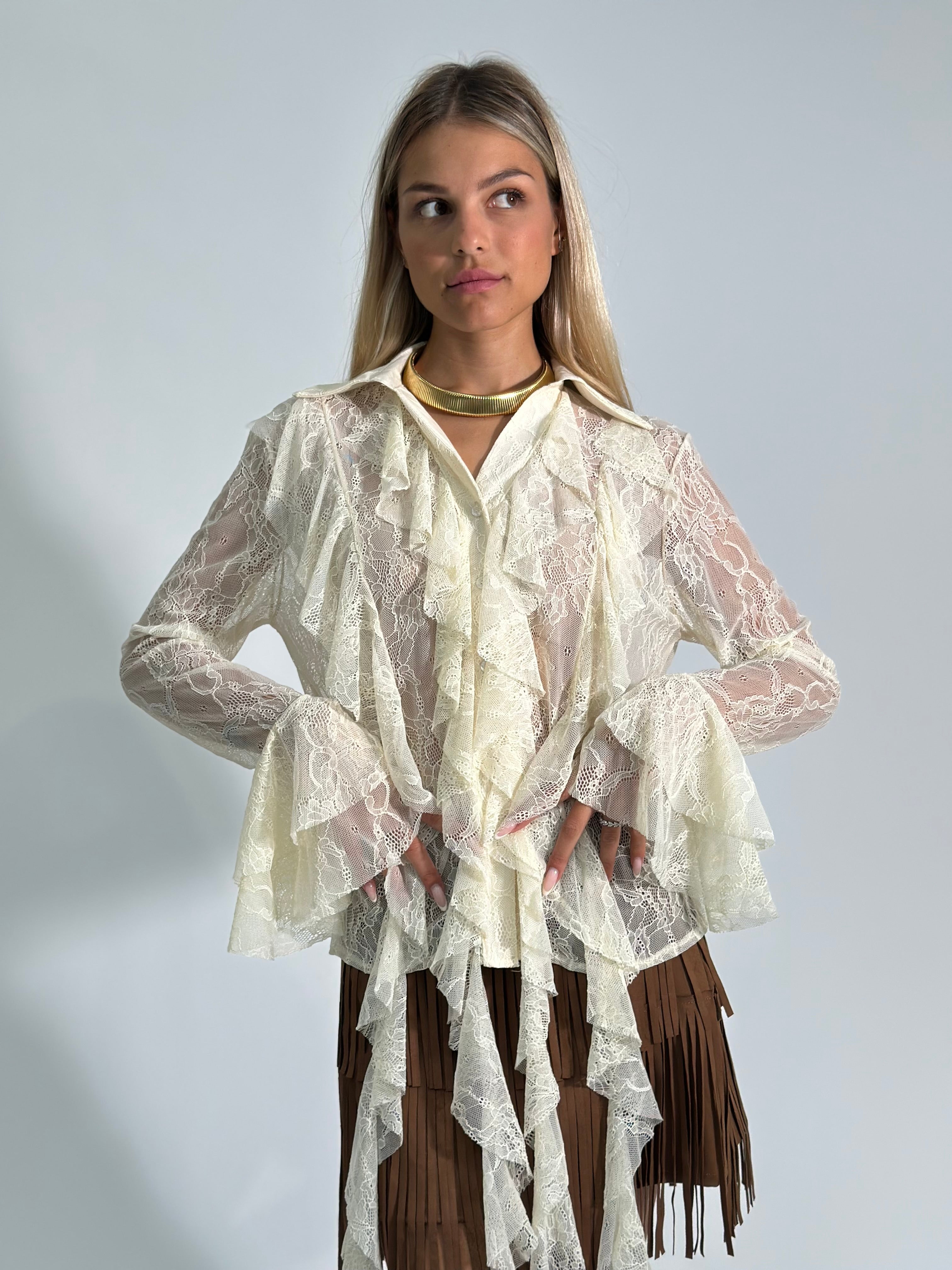Camicia pizzo jabot 4700 PANNA
