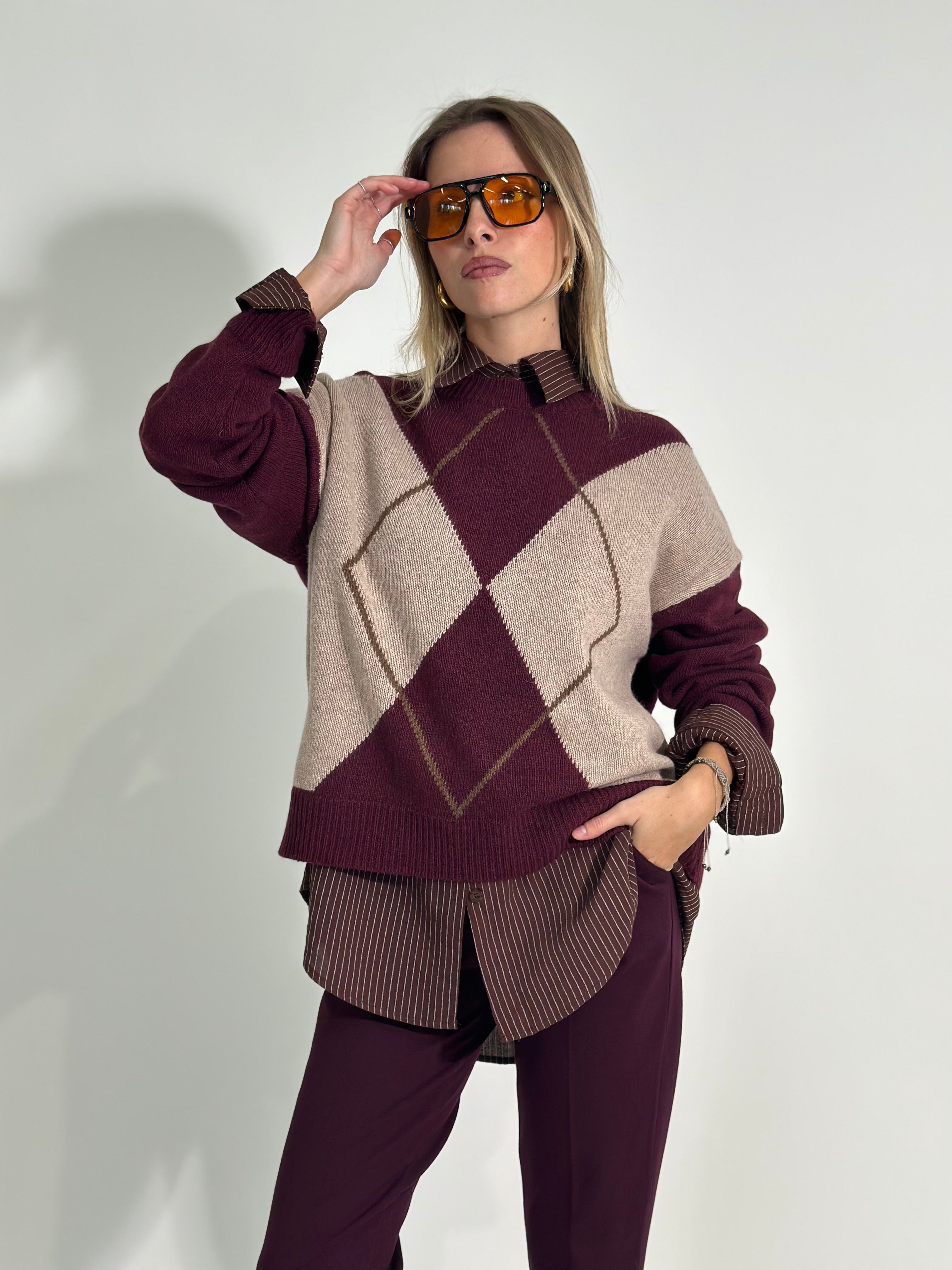 Maglia geo 6665 BURGUNDY