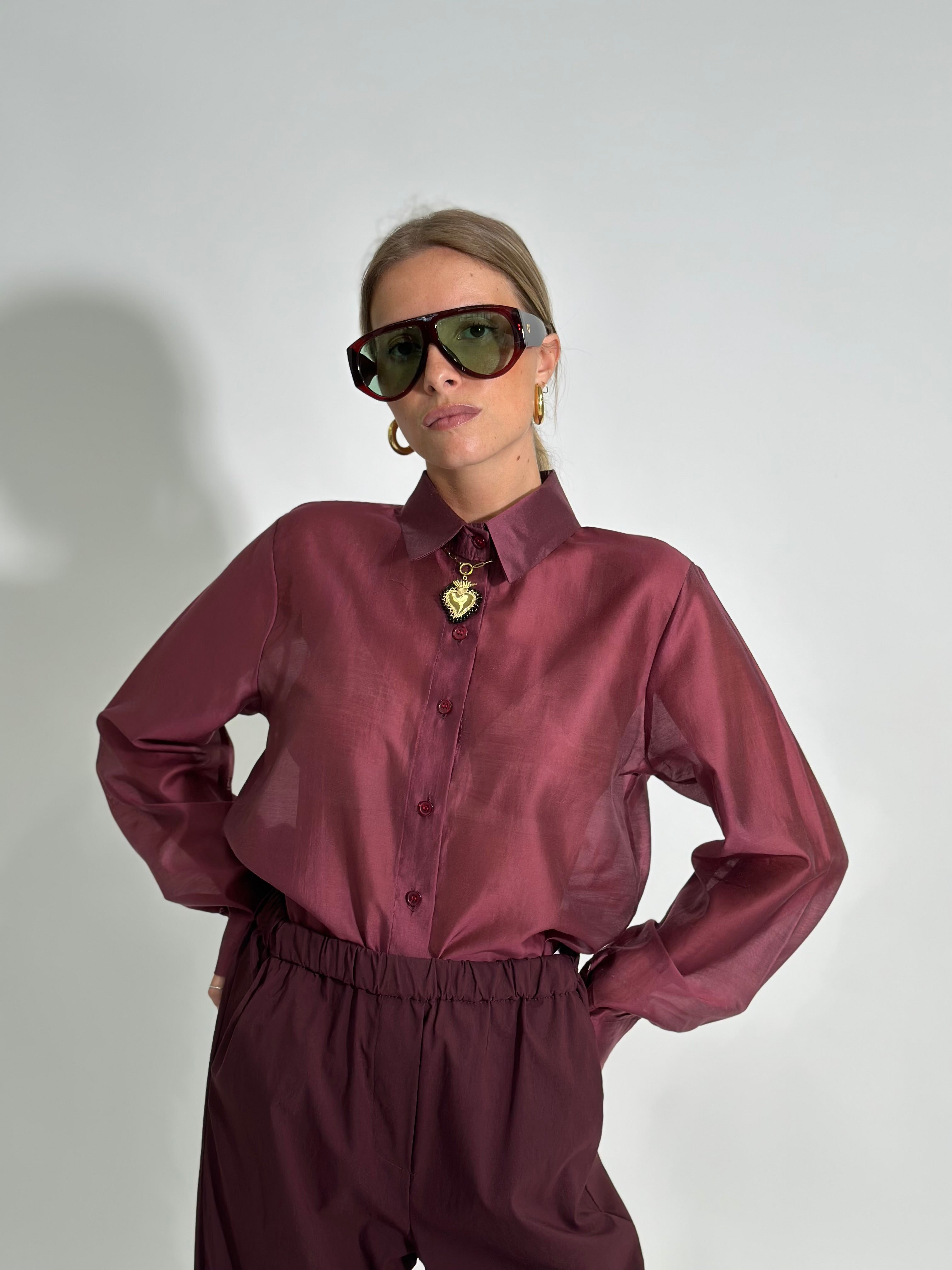 Camicia tencel 7988 BORDO'