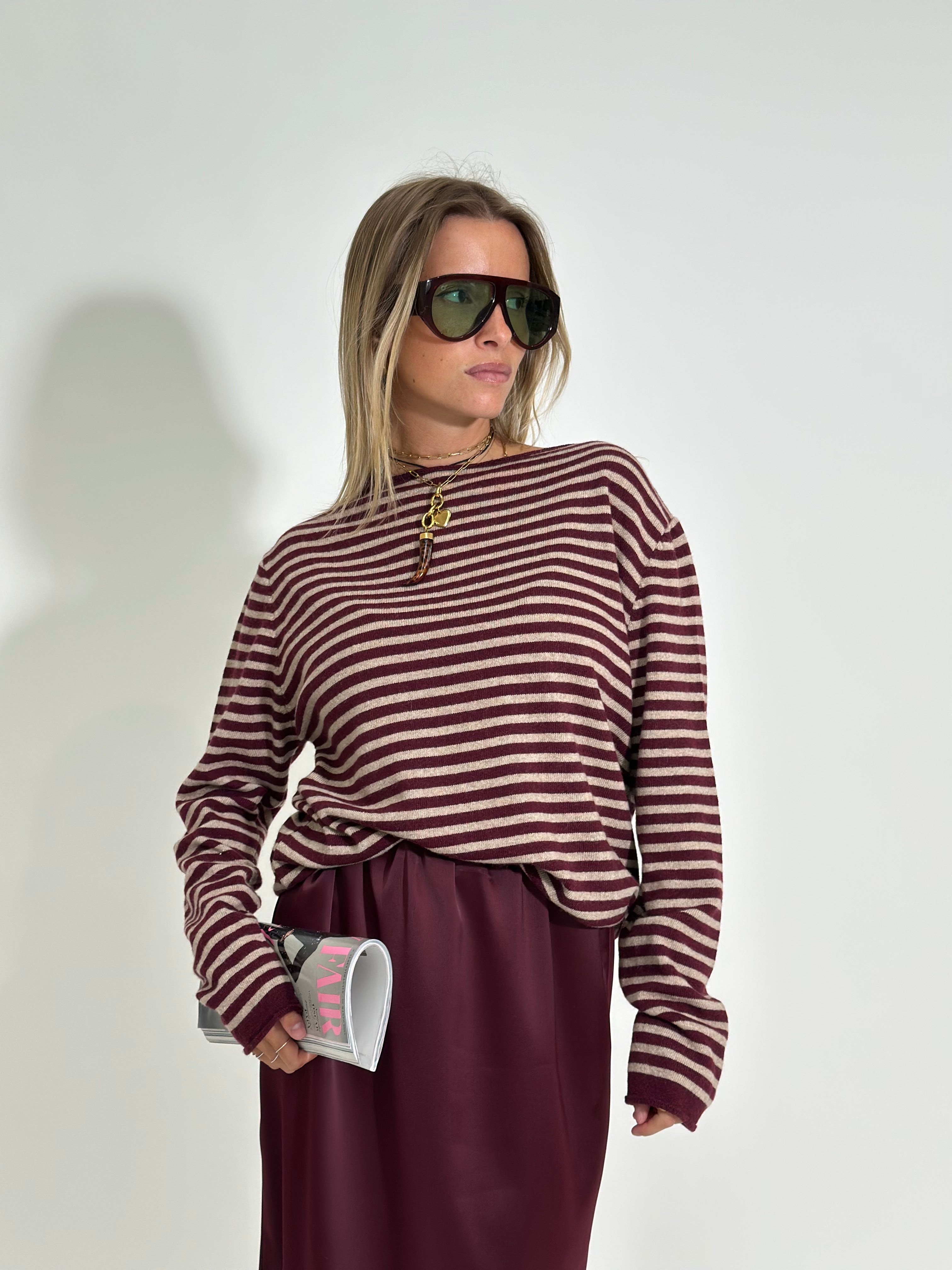 Maglia cashmere blend 6631 BURGUNDY