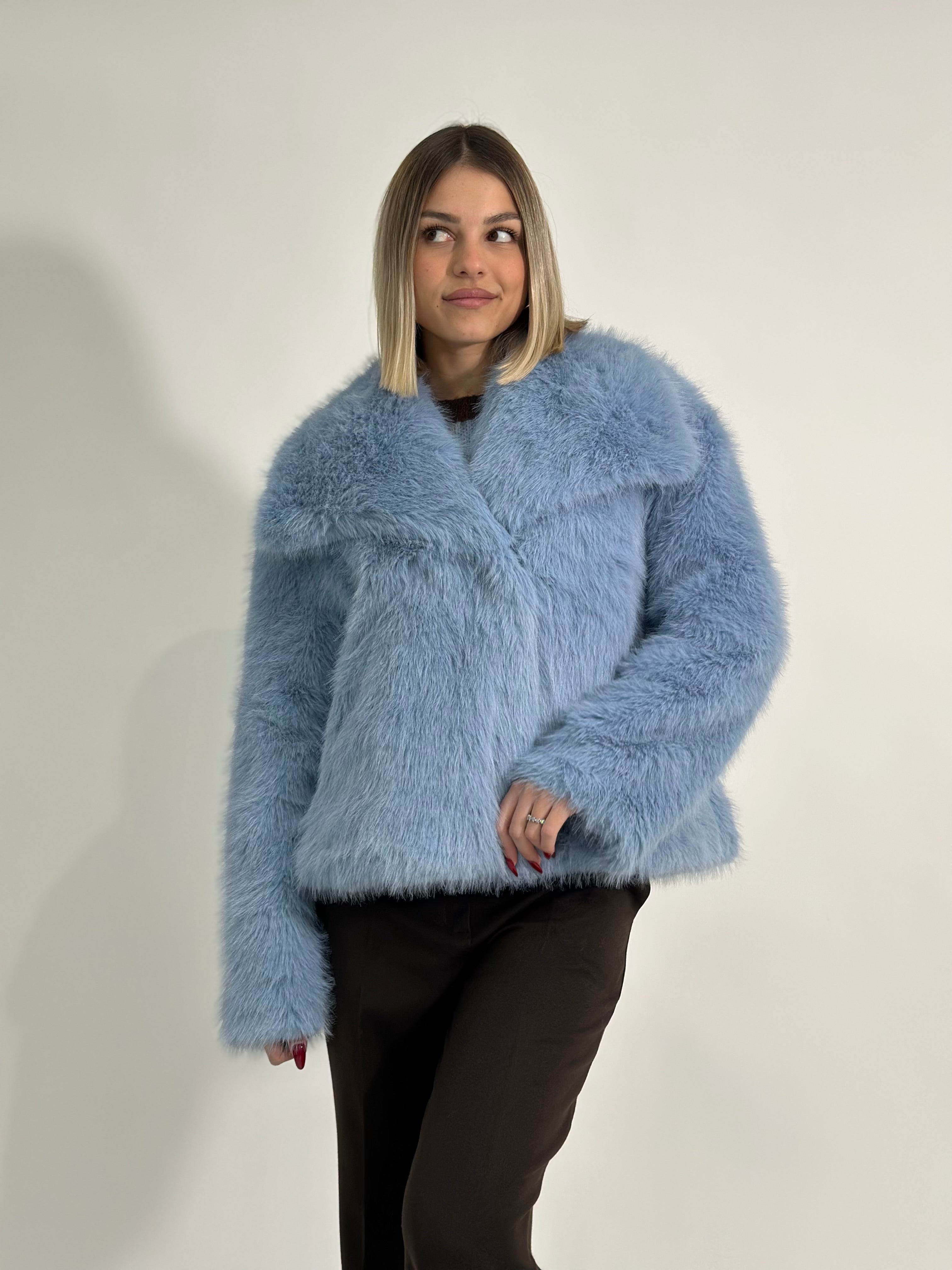 Pelliccia Y0238 AZZURRO