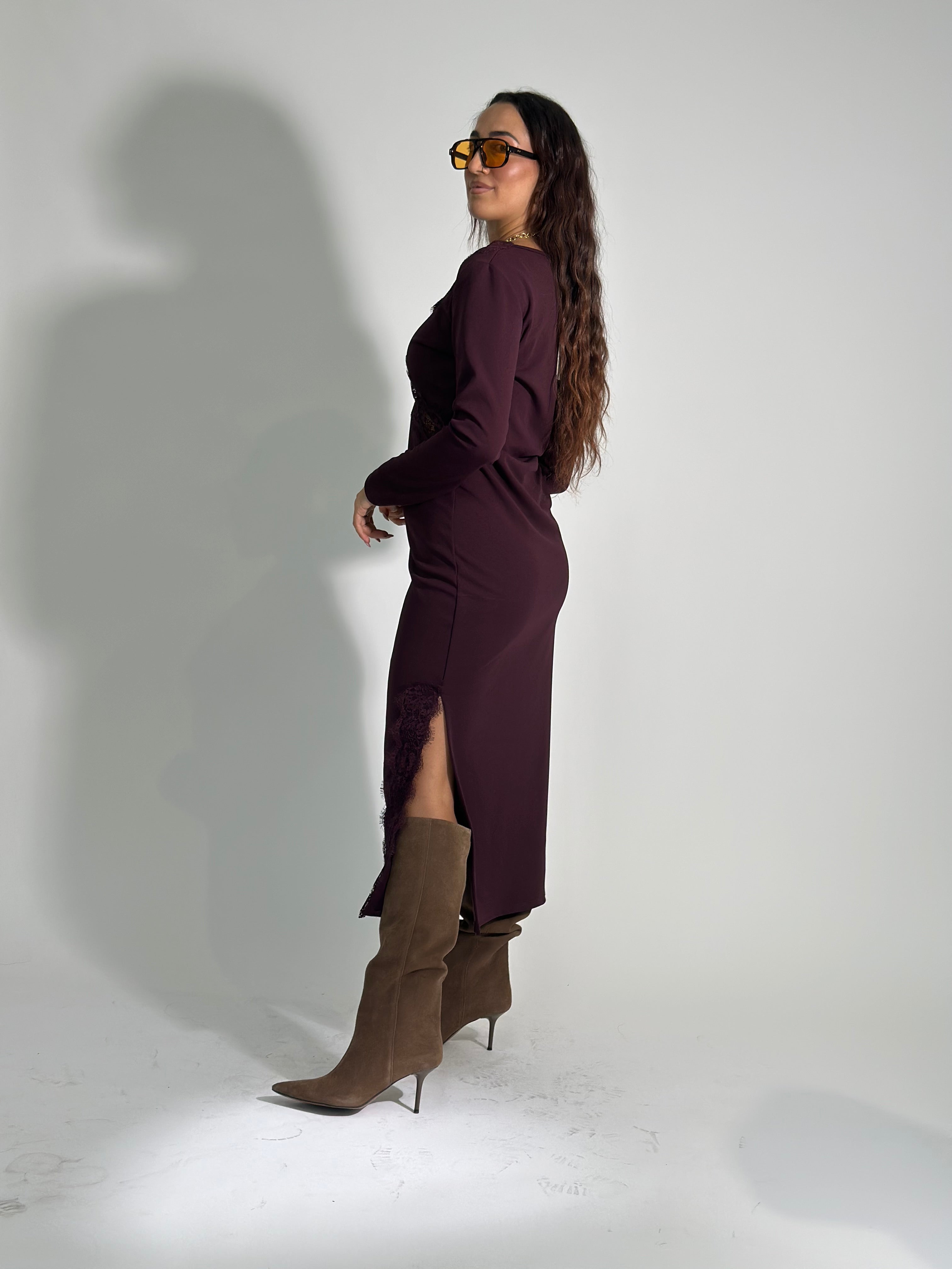 Abito pizzo 55743 BURGUNDY