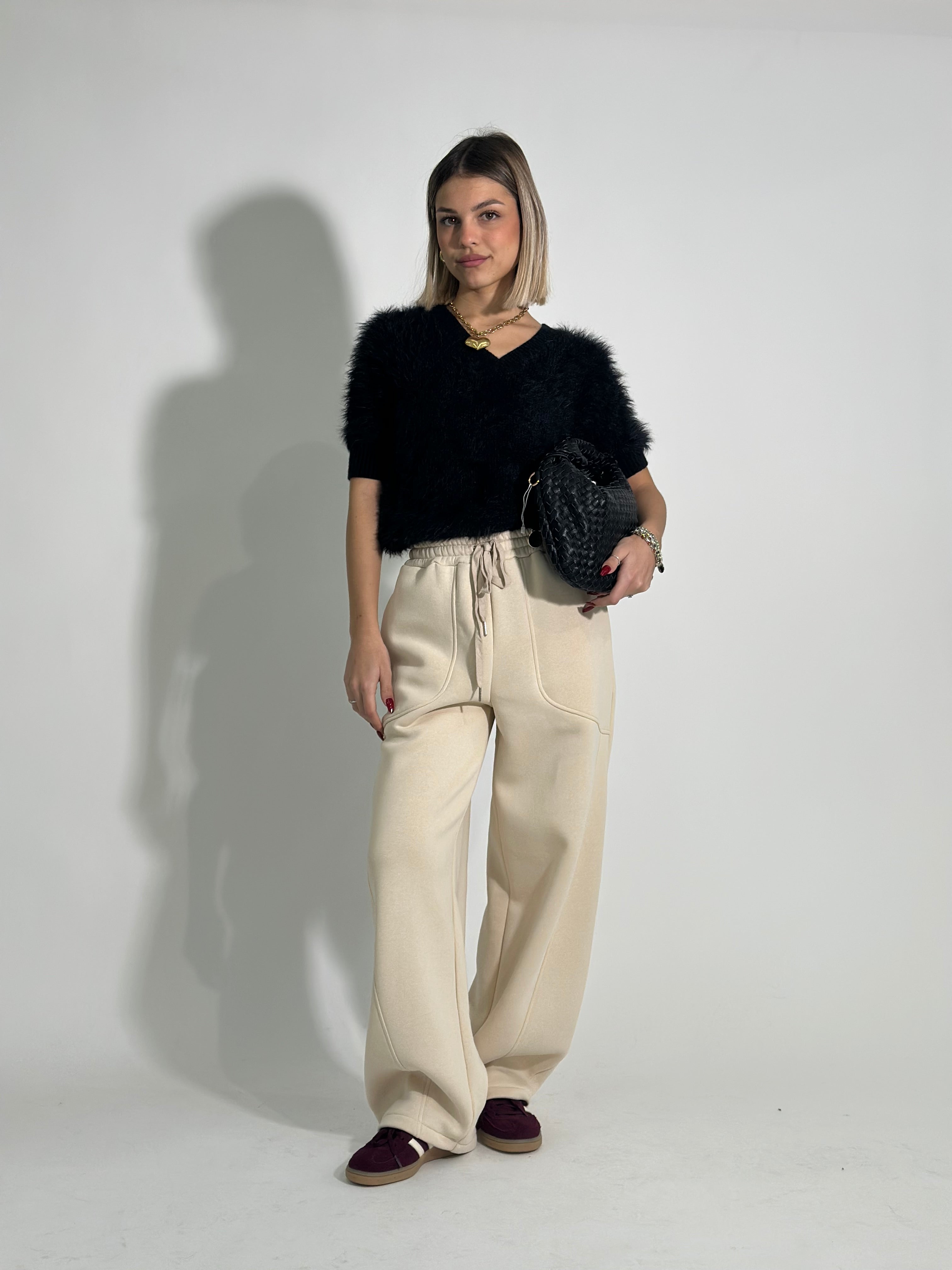 Pantalone baloon felpa 3693 PANNA