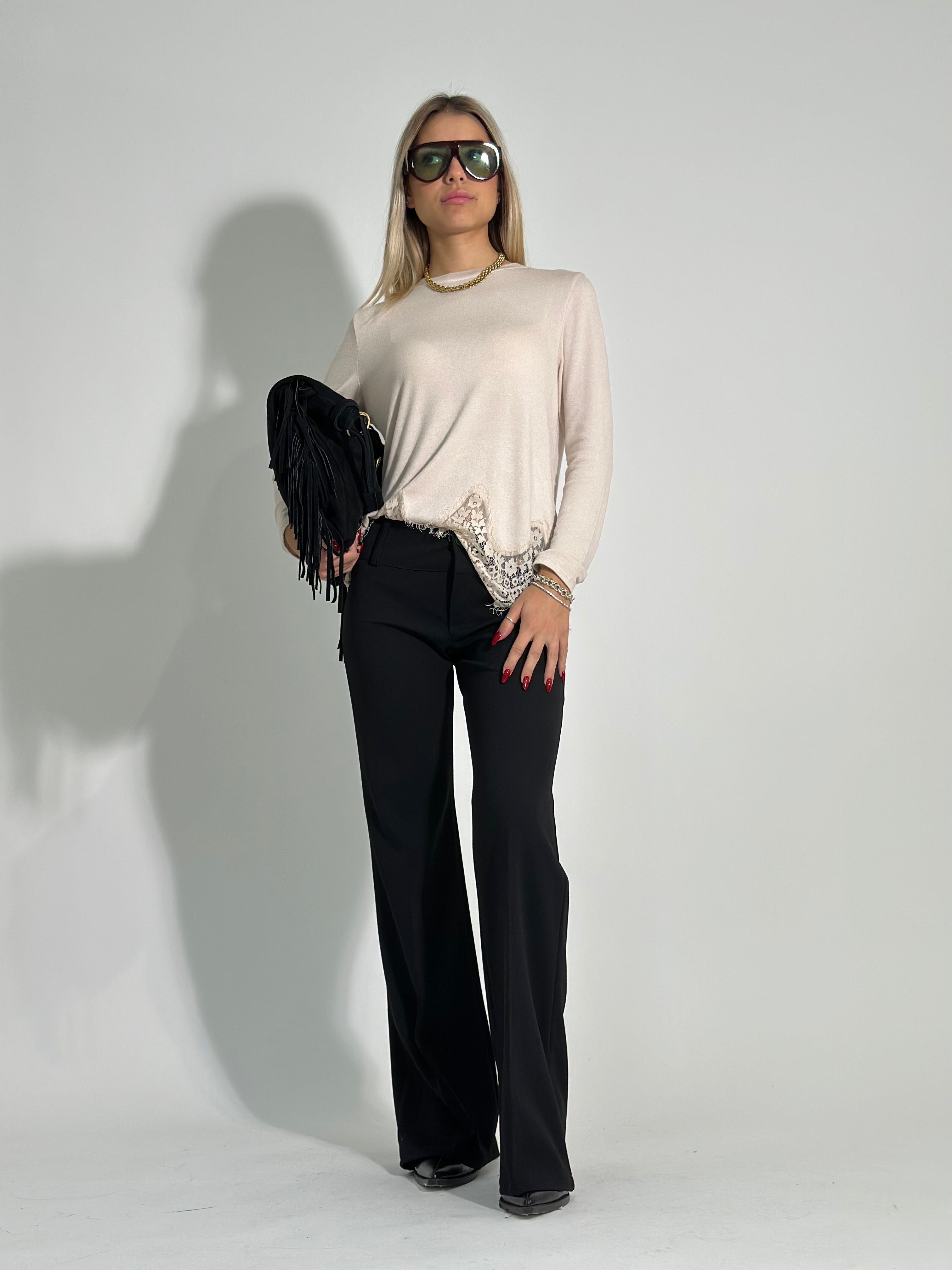 Pantalone flare 80 NERO