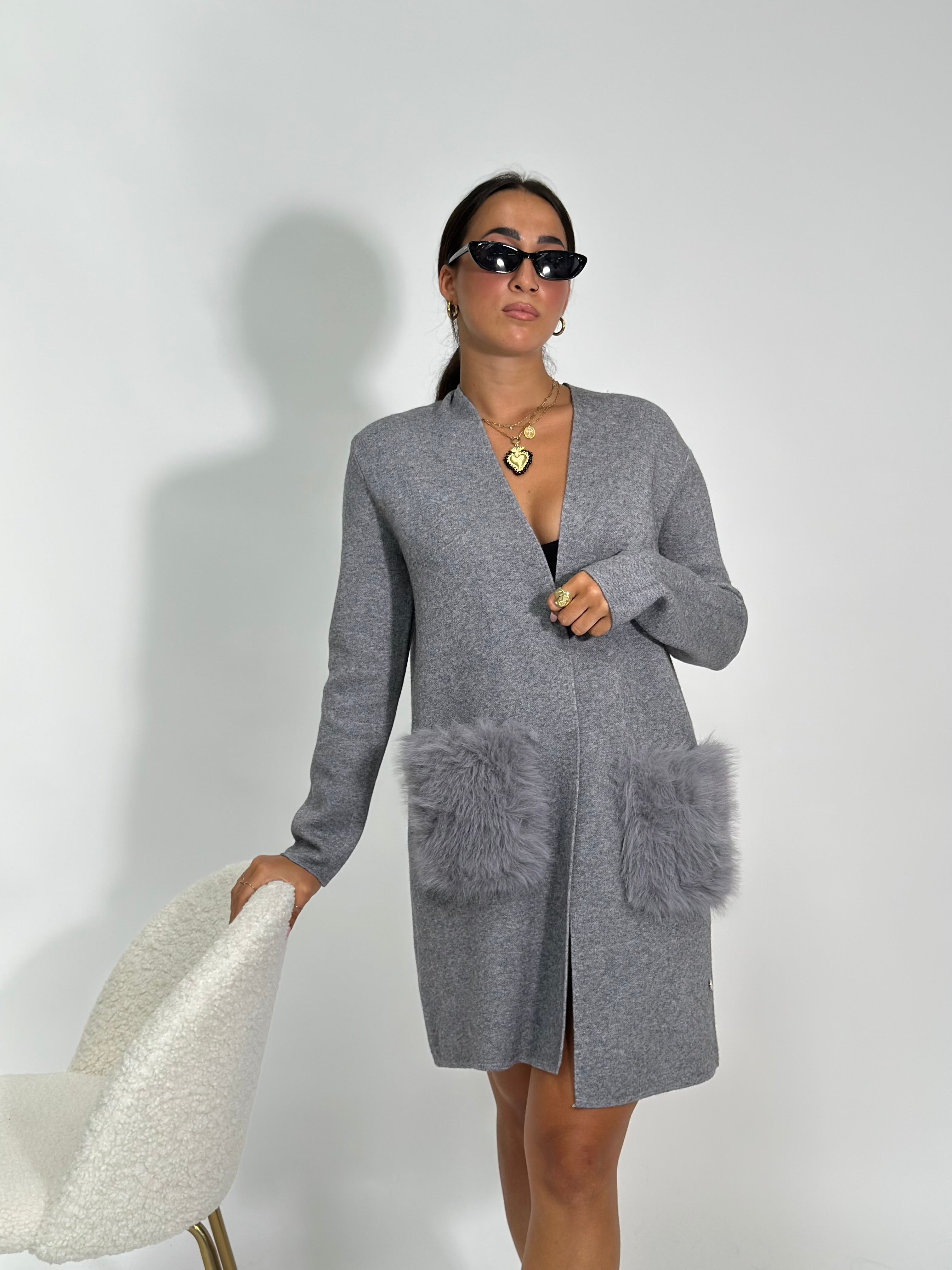 Cardigan tasche 60669 GRIGIO