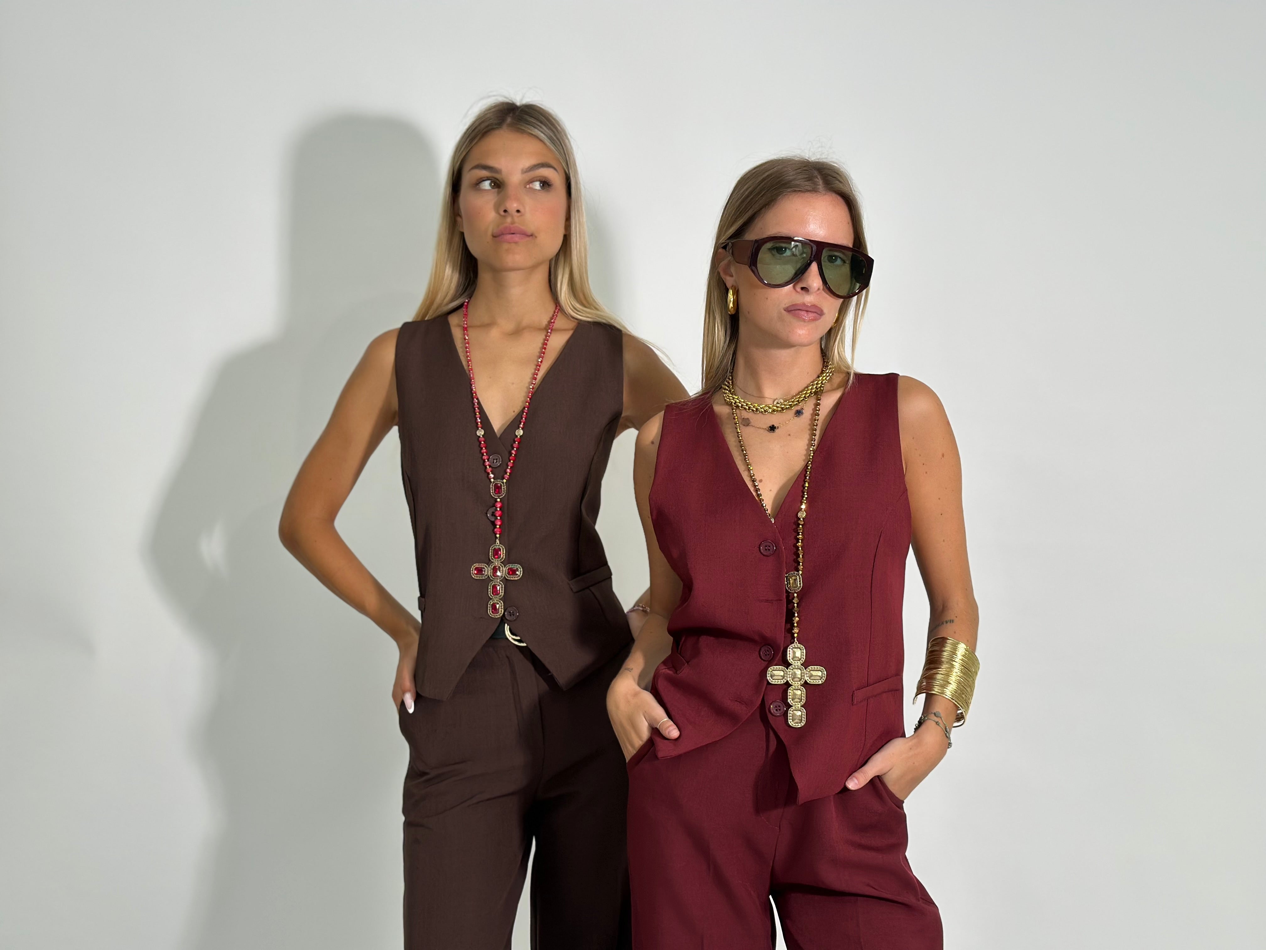 Completo gilet 231280 BURGUNDY