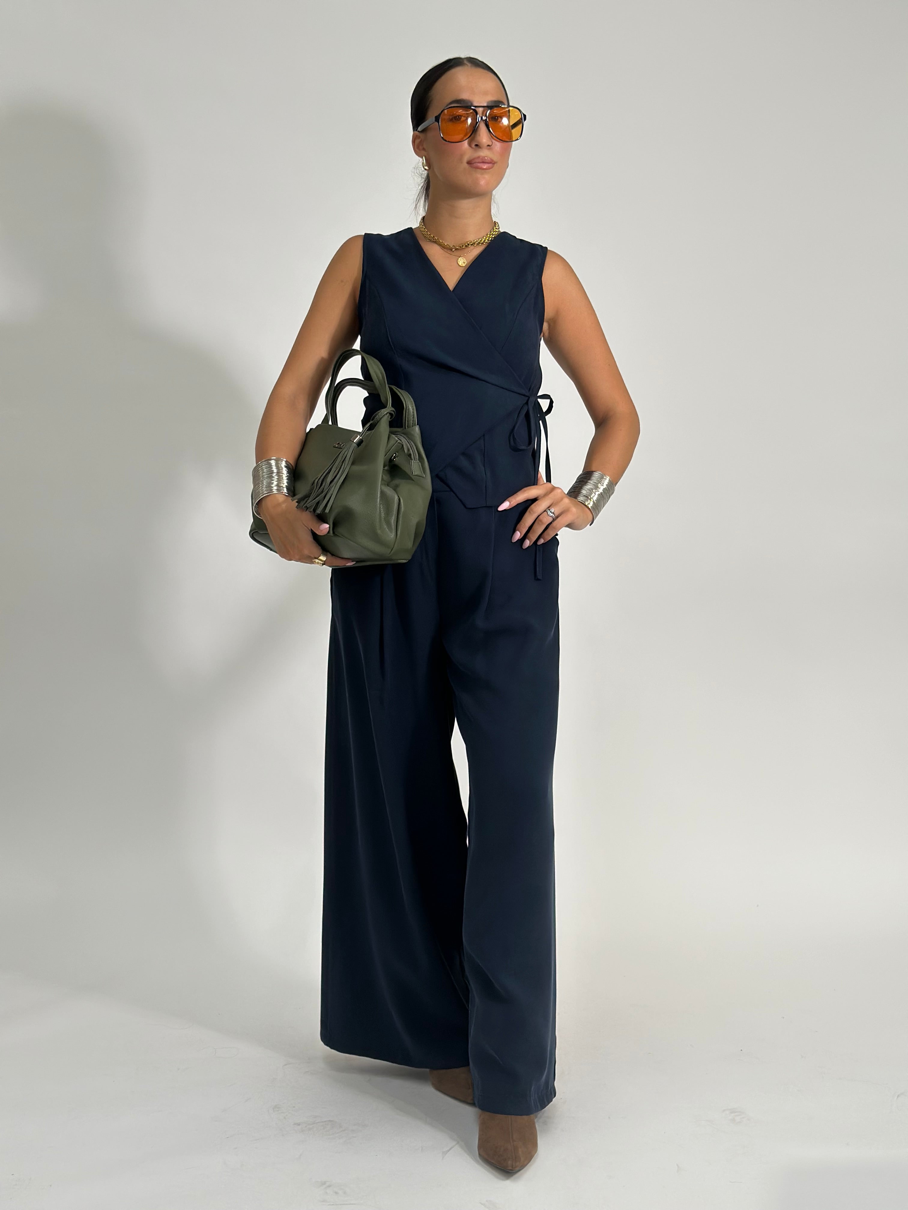Completo gilet cupro L3917 BLU