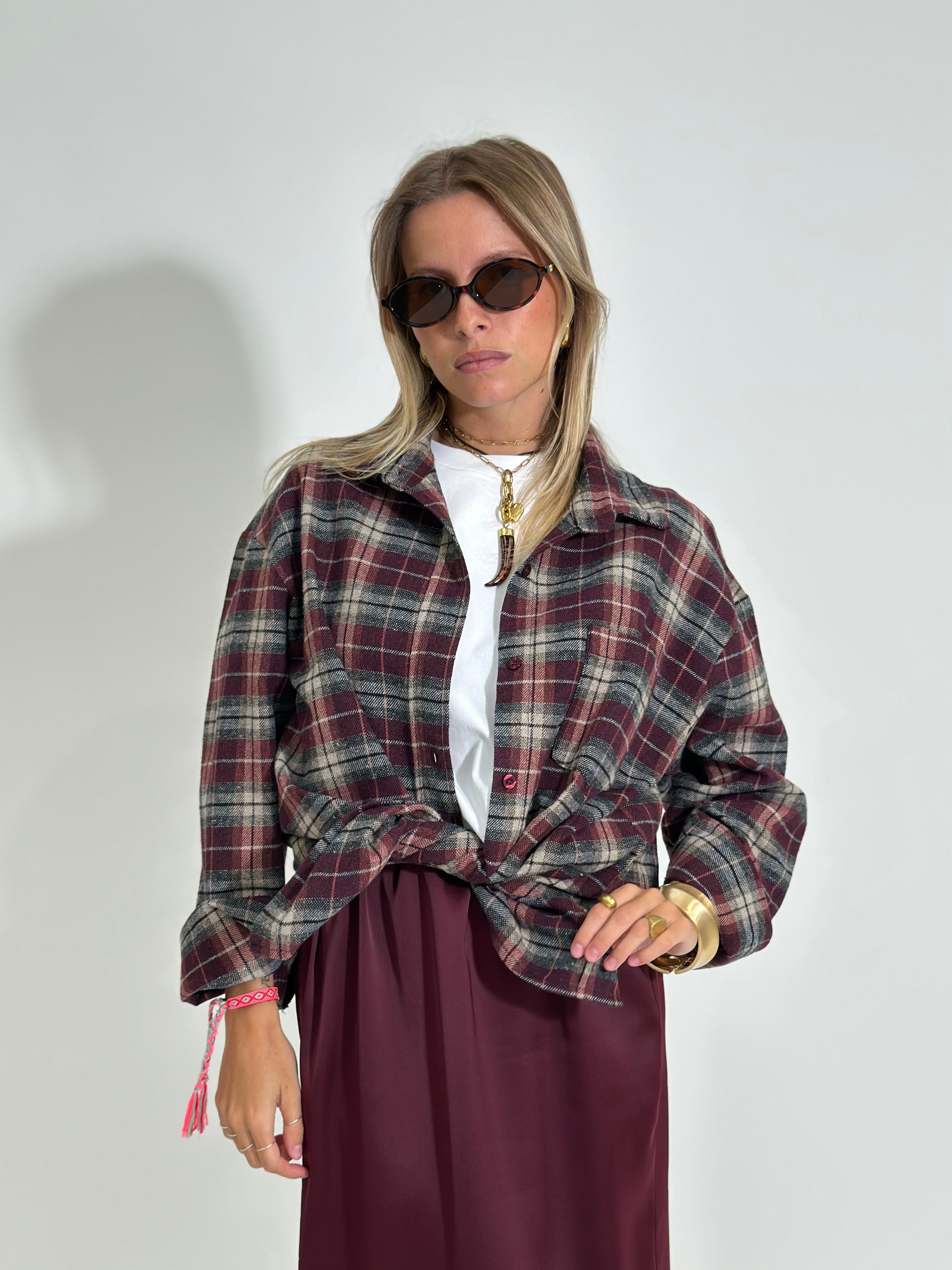Camicia check 25864 BURGUNDY