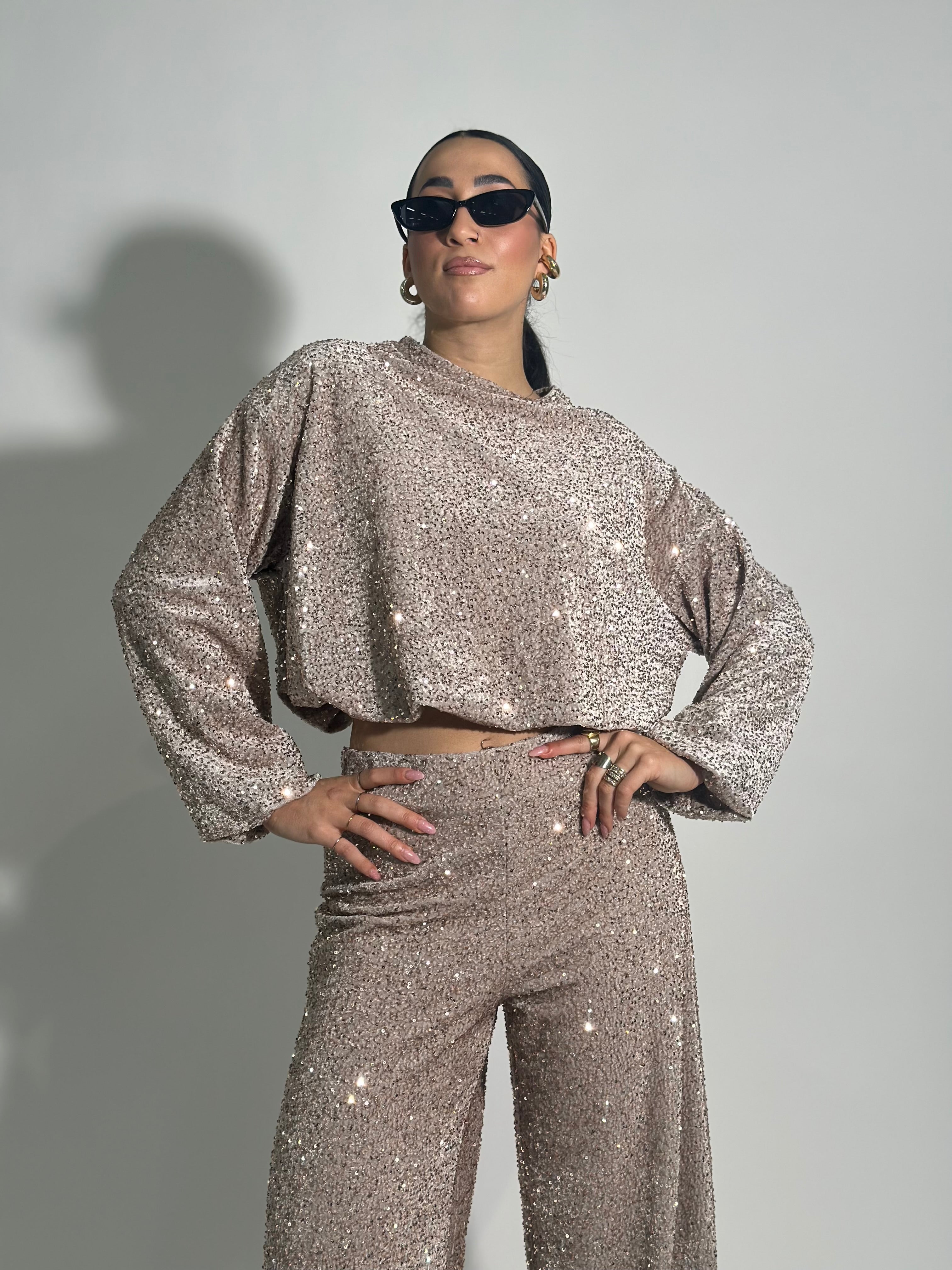 Maglia paillettes 90225 CHAMPAGNE