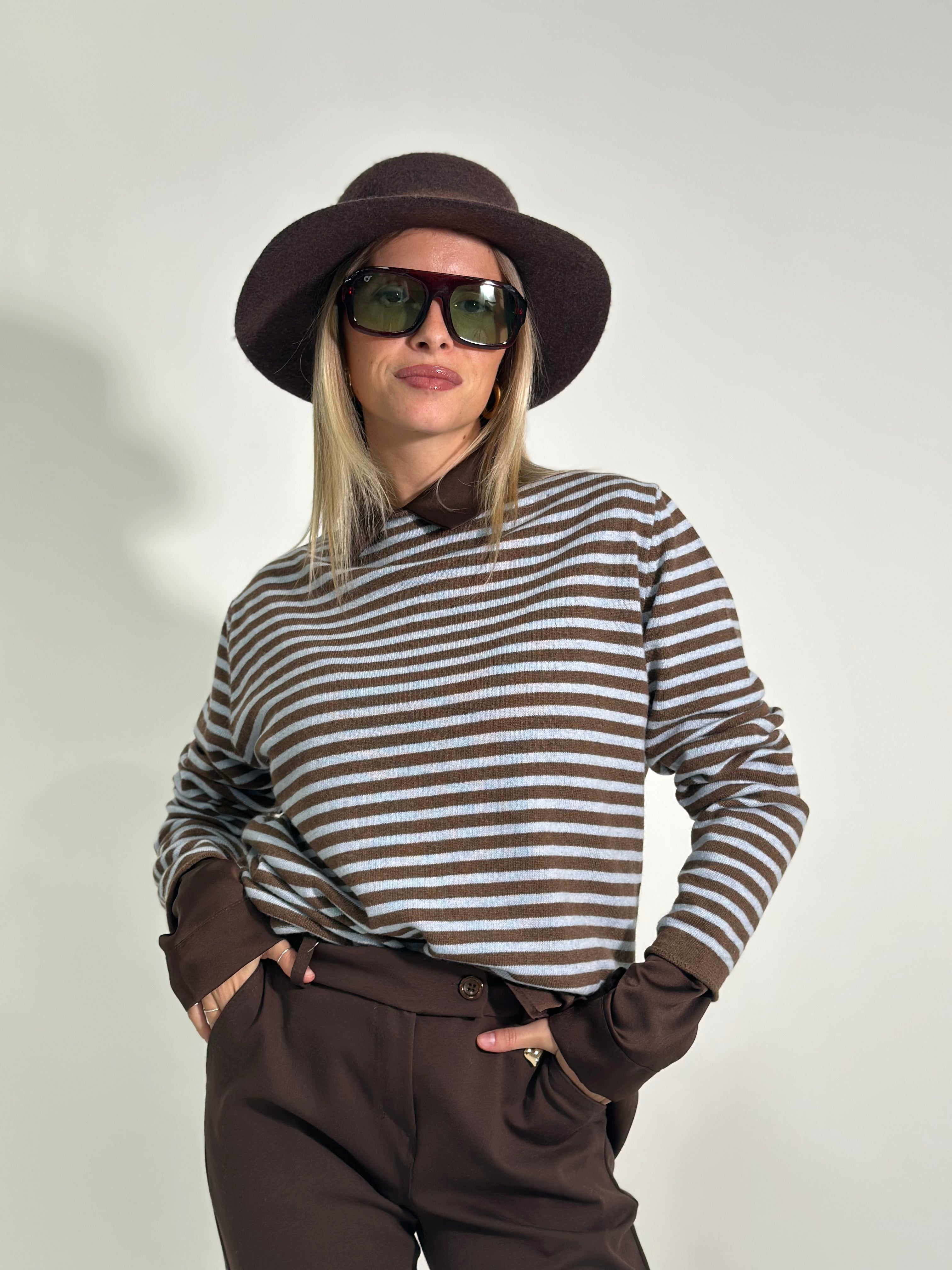 Maglia cashmere blend 6631 CIELO MORO