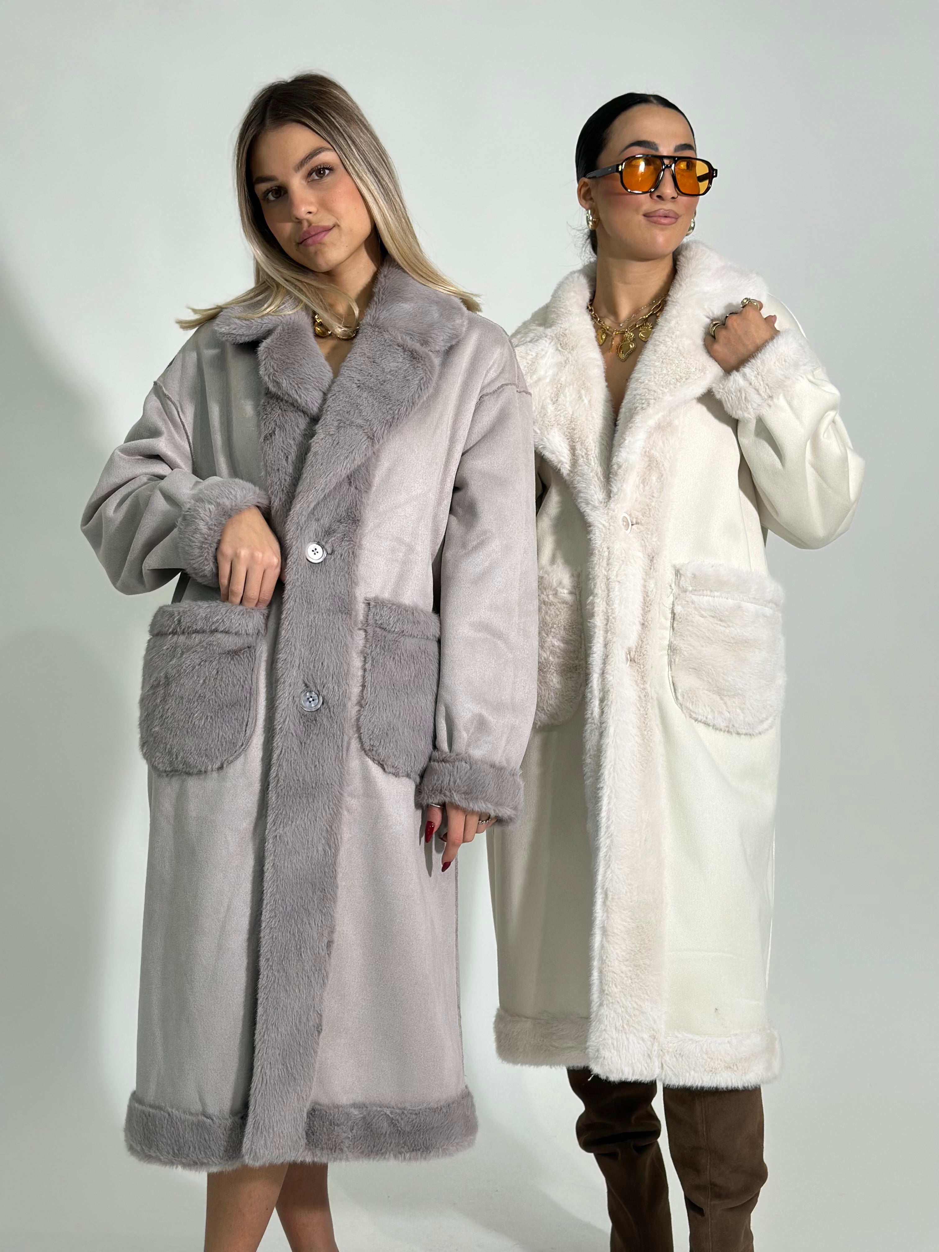 Cappotto double pelliccia TR8556 BIANCO