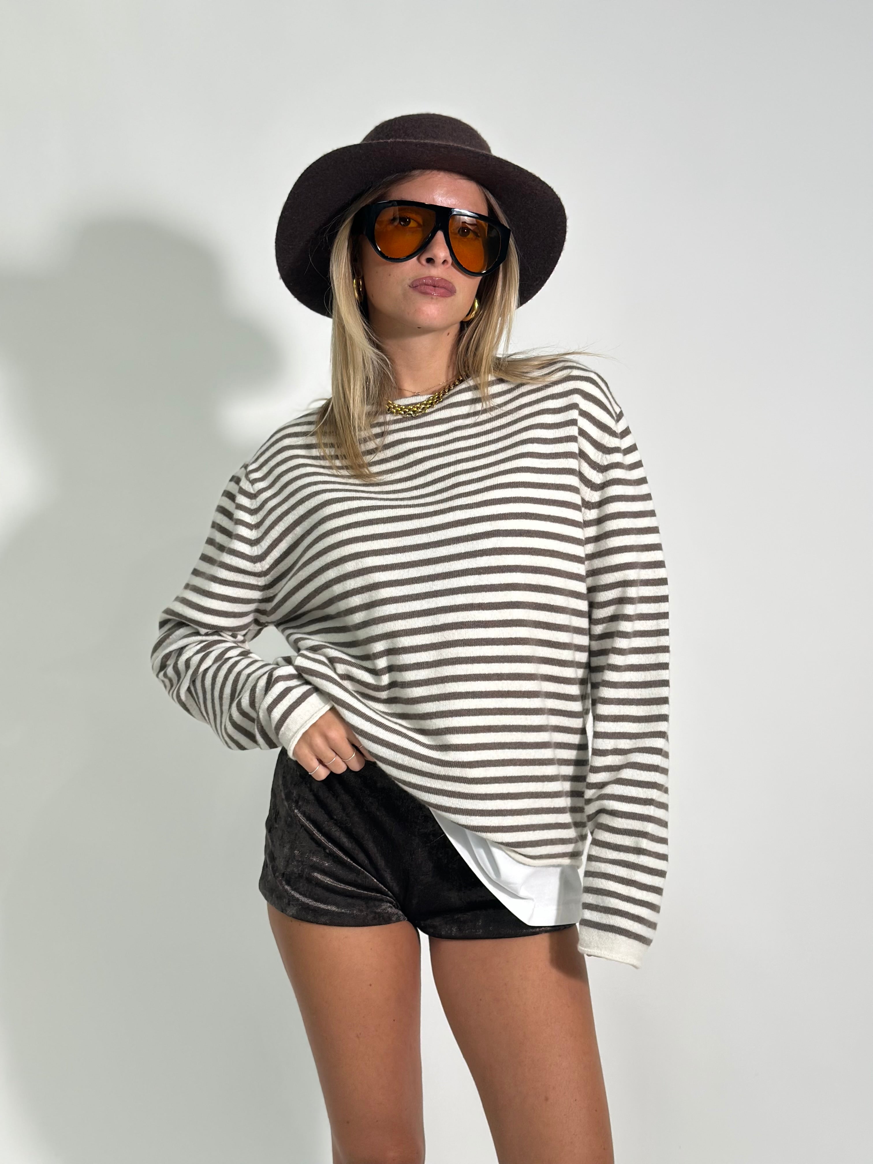 Maglia cashmere blend 6631 PANNA MORO