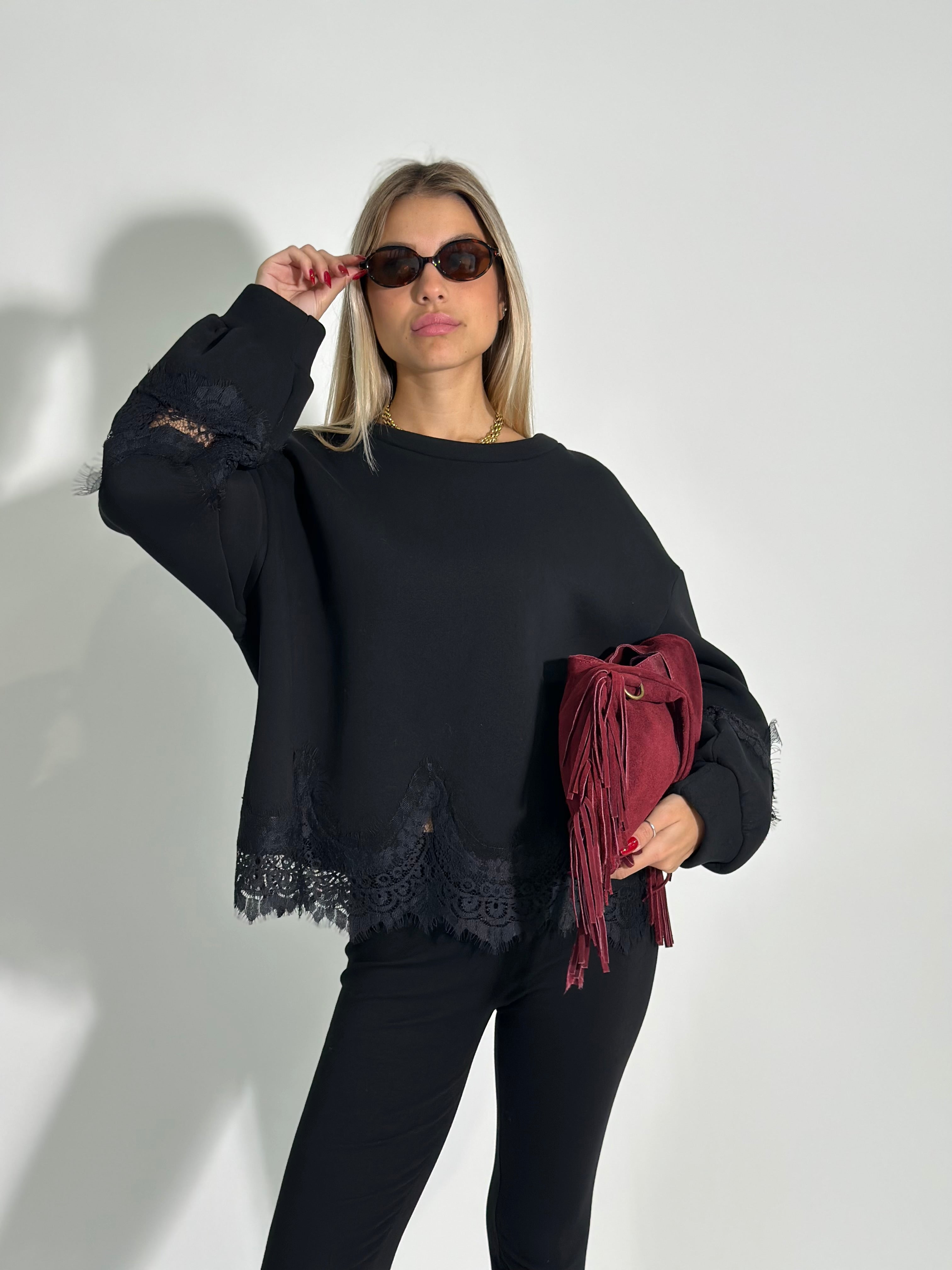 Felpa pizzo 9713 NERO