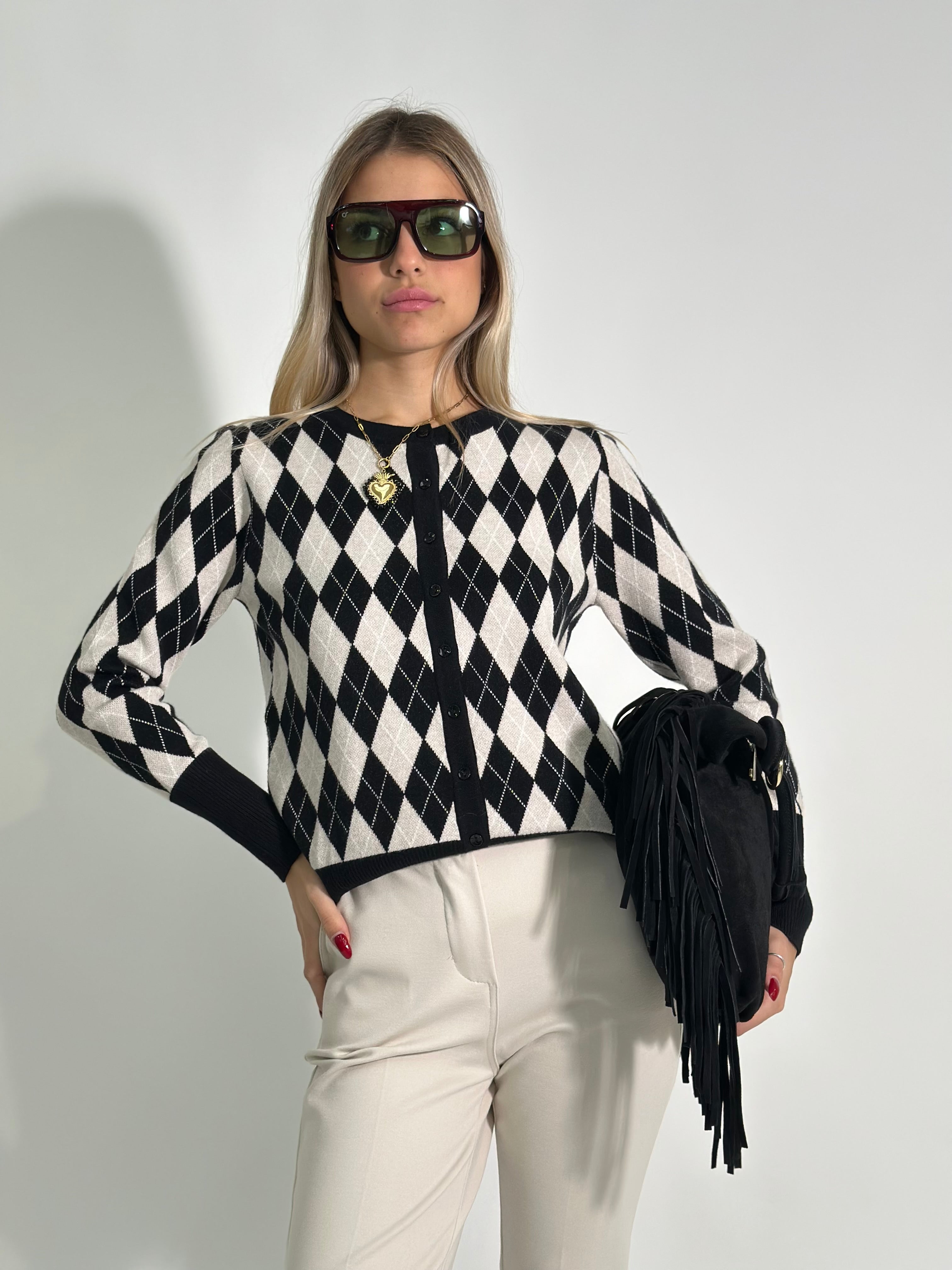 Maglia rombi 9651 NERO