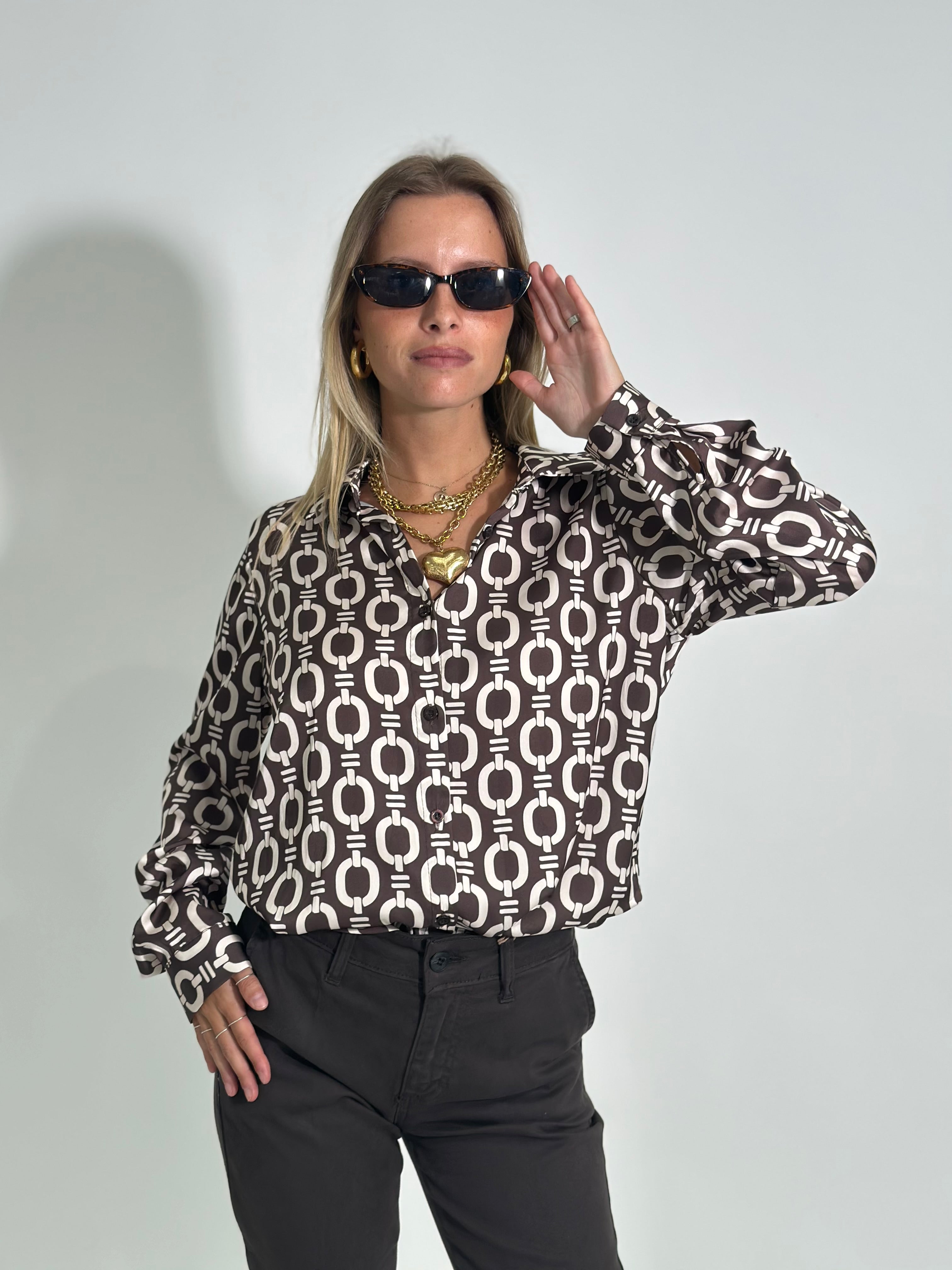 Camicia fantasia 24244 MARRONE