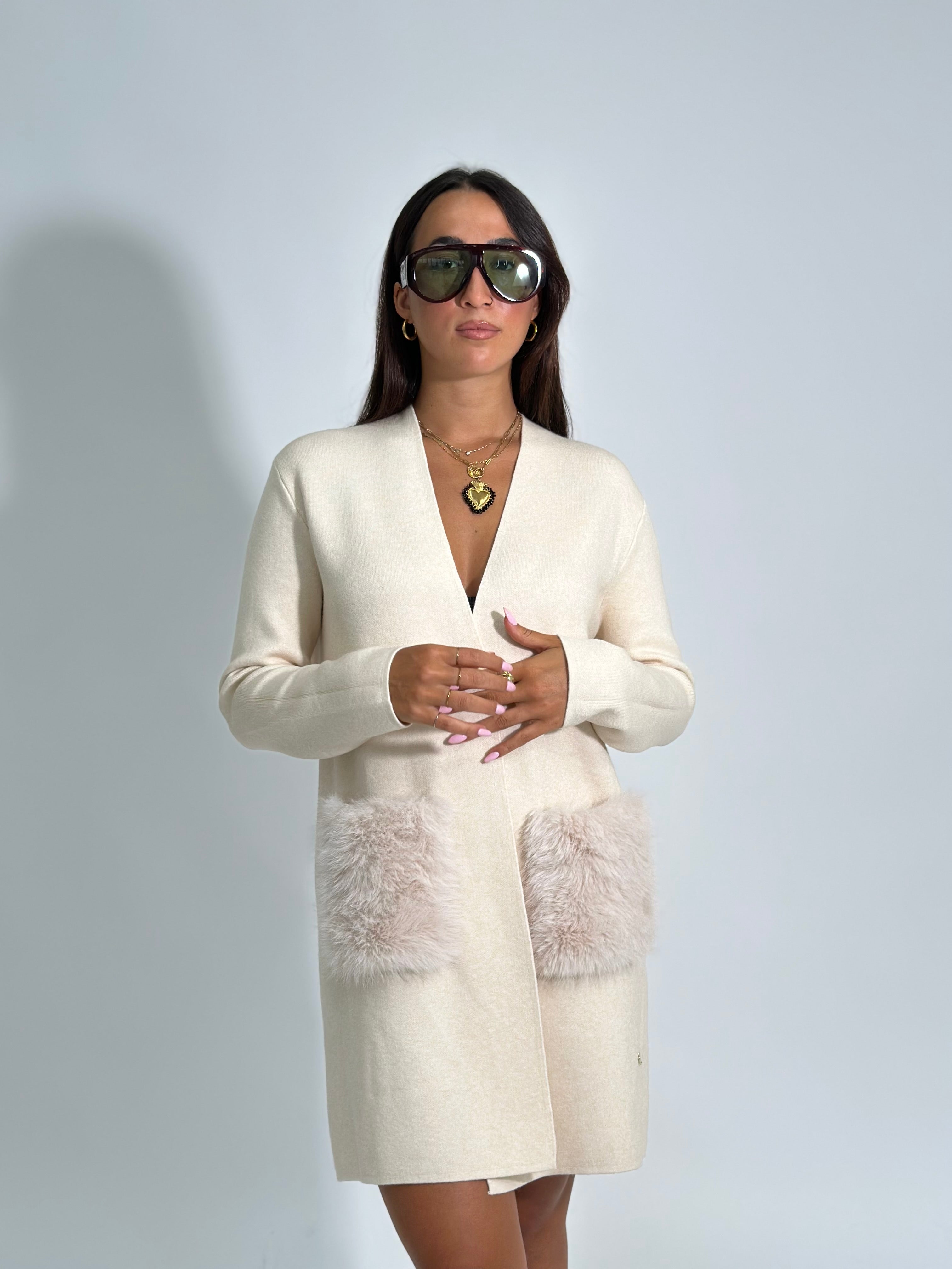 Cardigan tasche 60669 PANNA