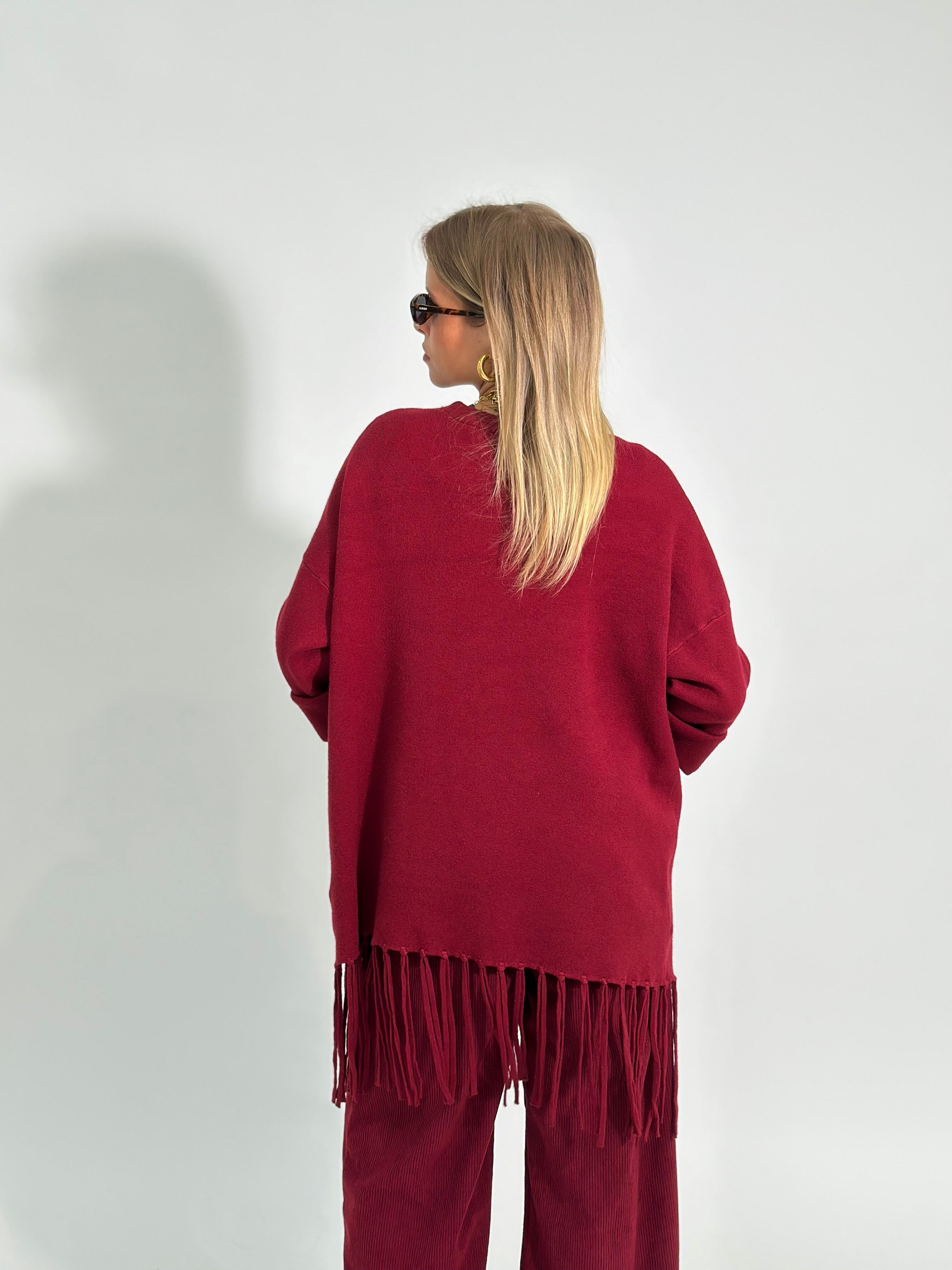 Cardigan frange DL7296 BURGUNDY