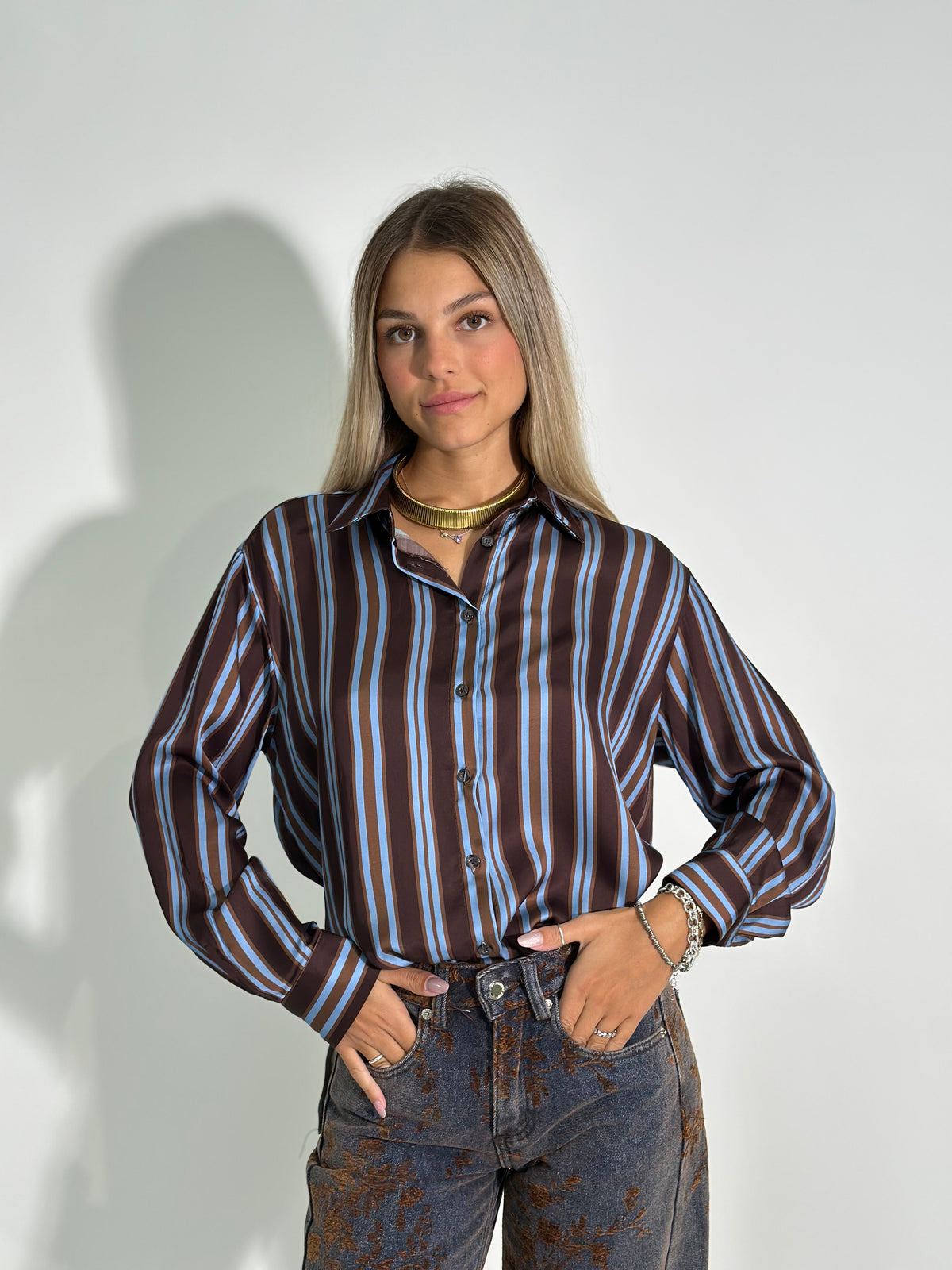 Camicia riga satin 22040