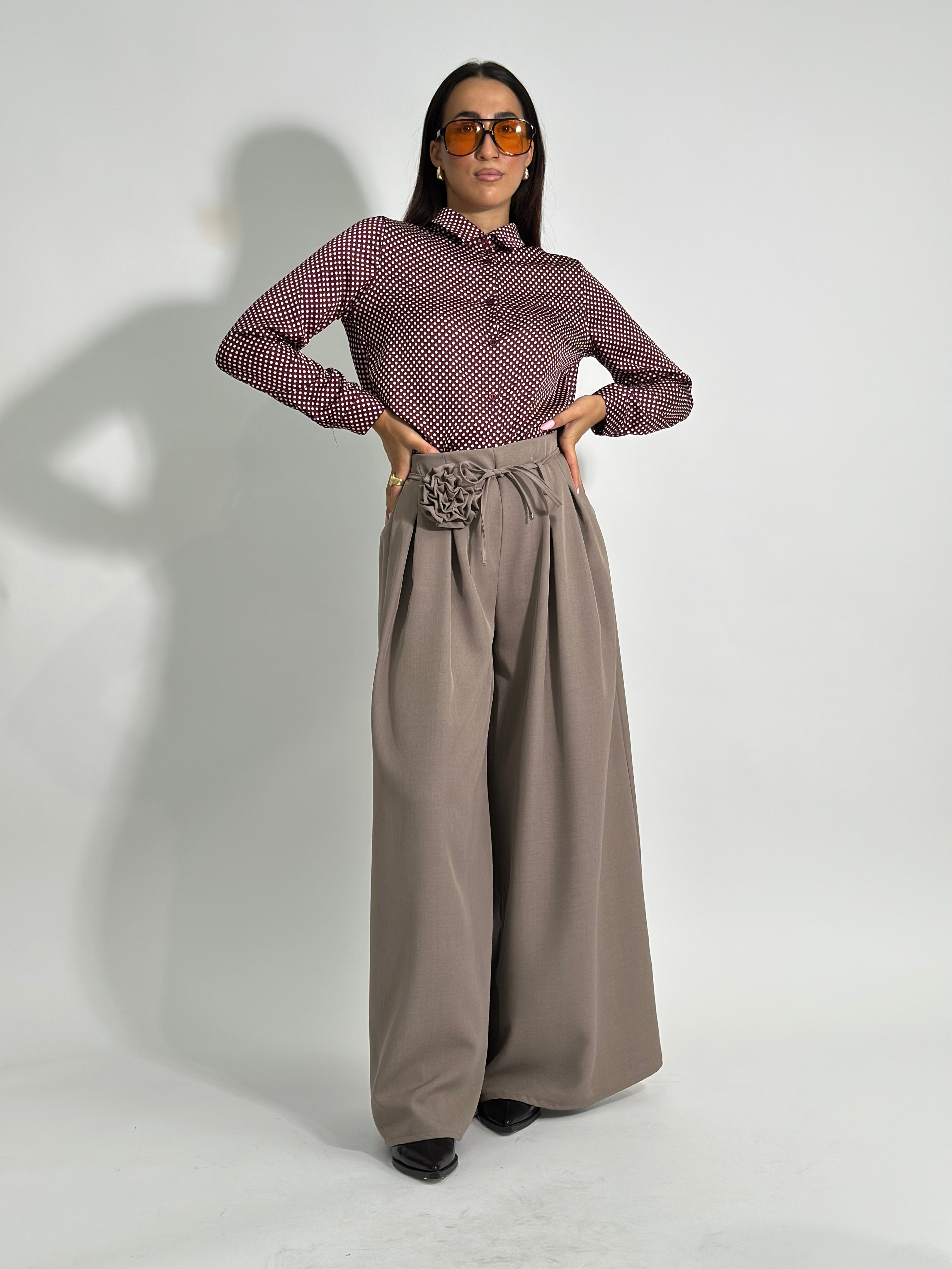 Pantalone fiore 25603 TAUPE