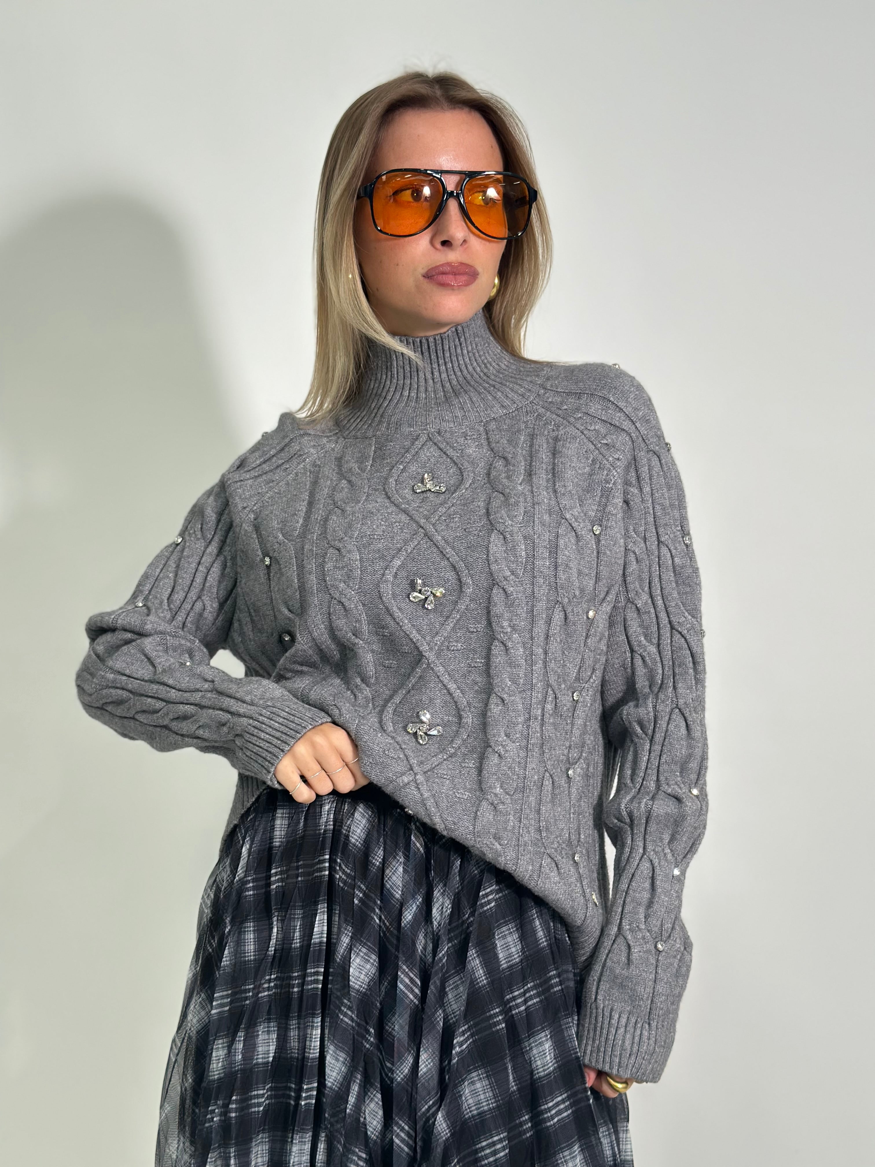 Maglia strass J28080 GRIGIO