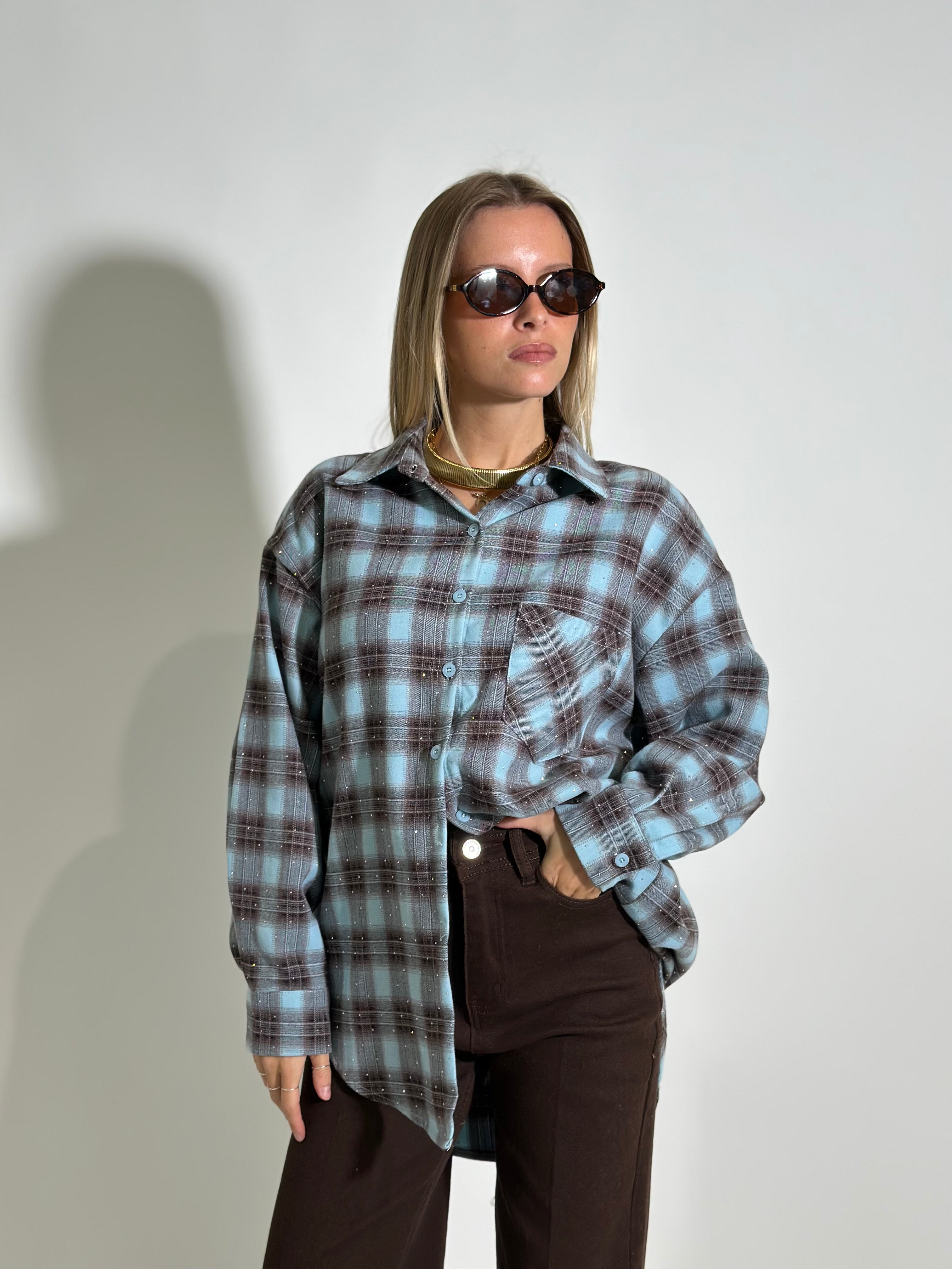 Camicia quadri strass 19108
