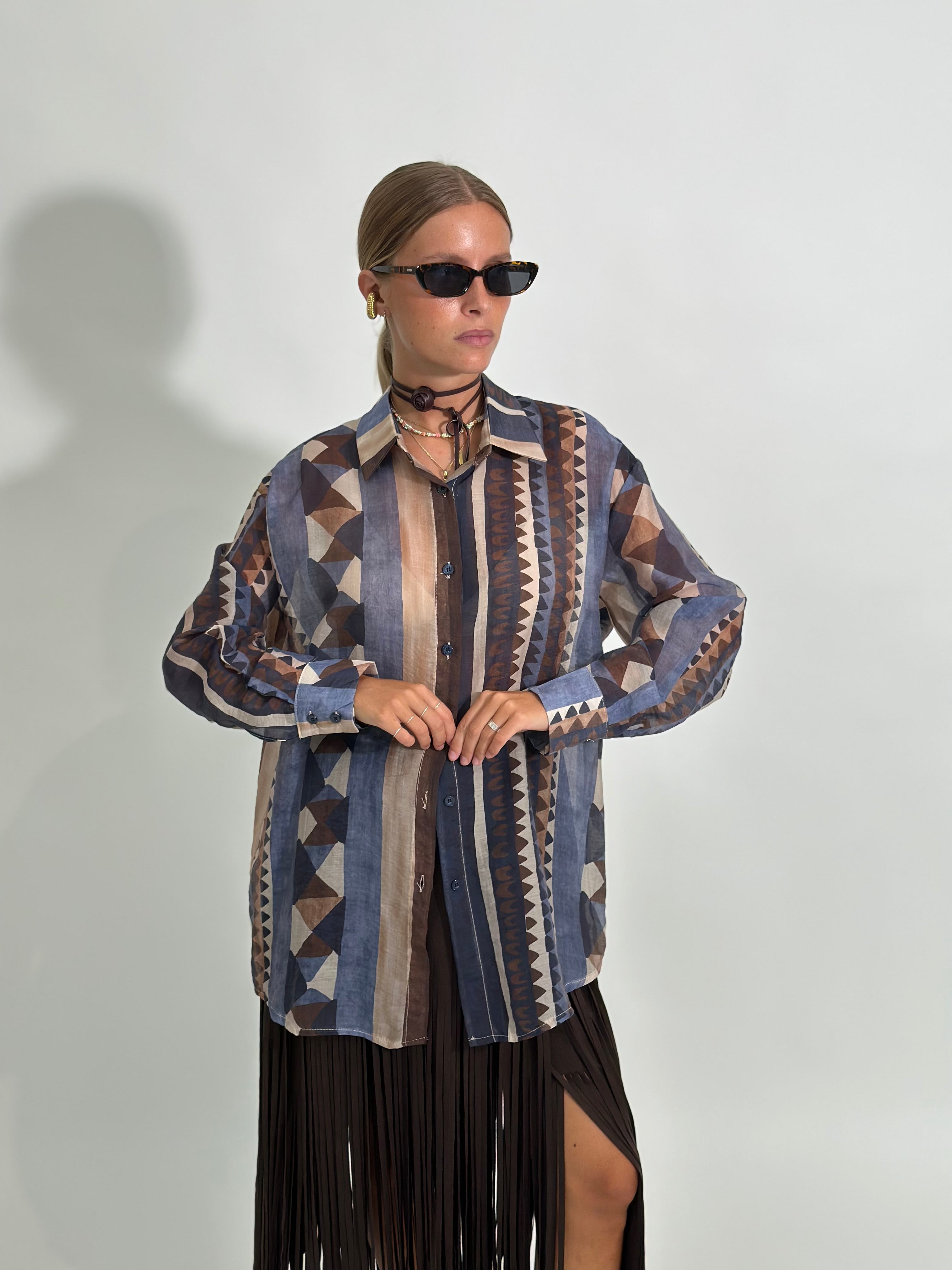 Camicia fantasia 6617 BLU