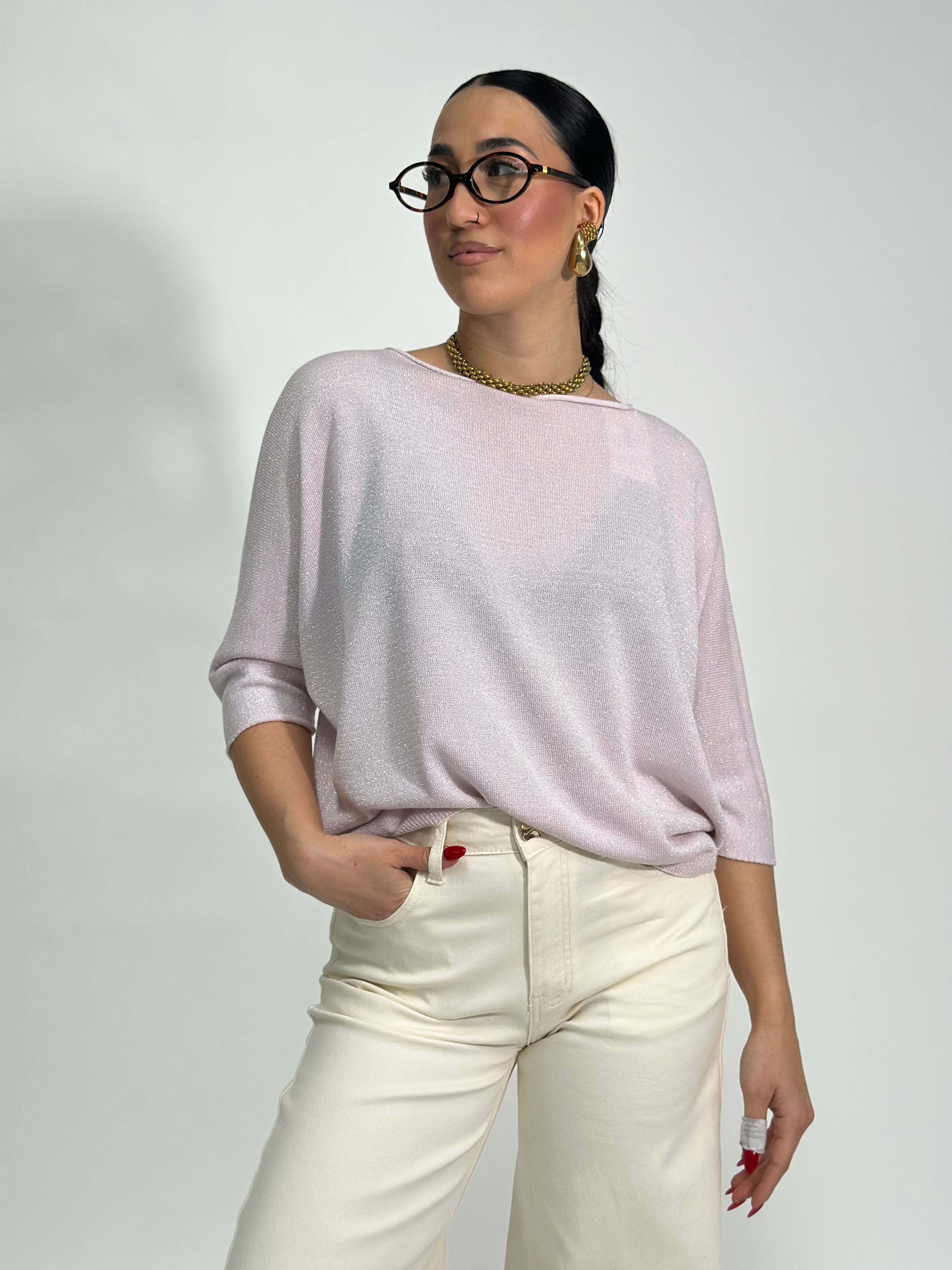 Maglia lurex scollo barca 3161