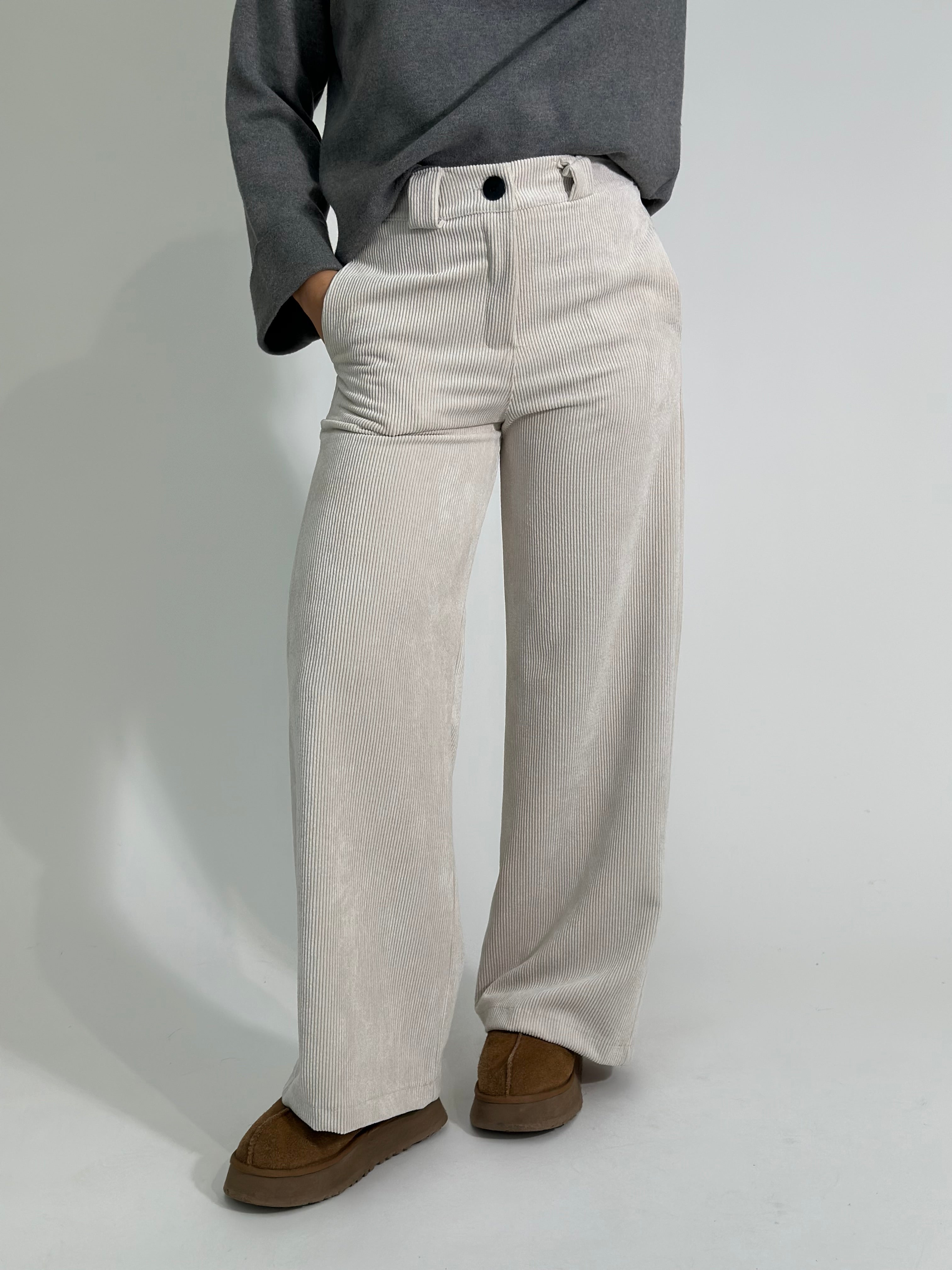 Pantalone velluto 3570 PANNA