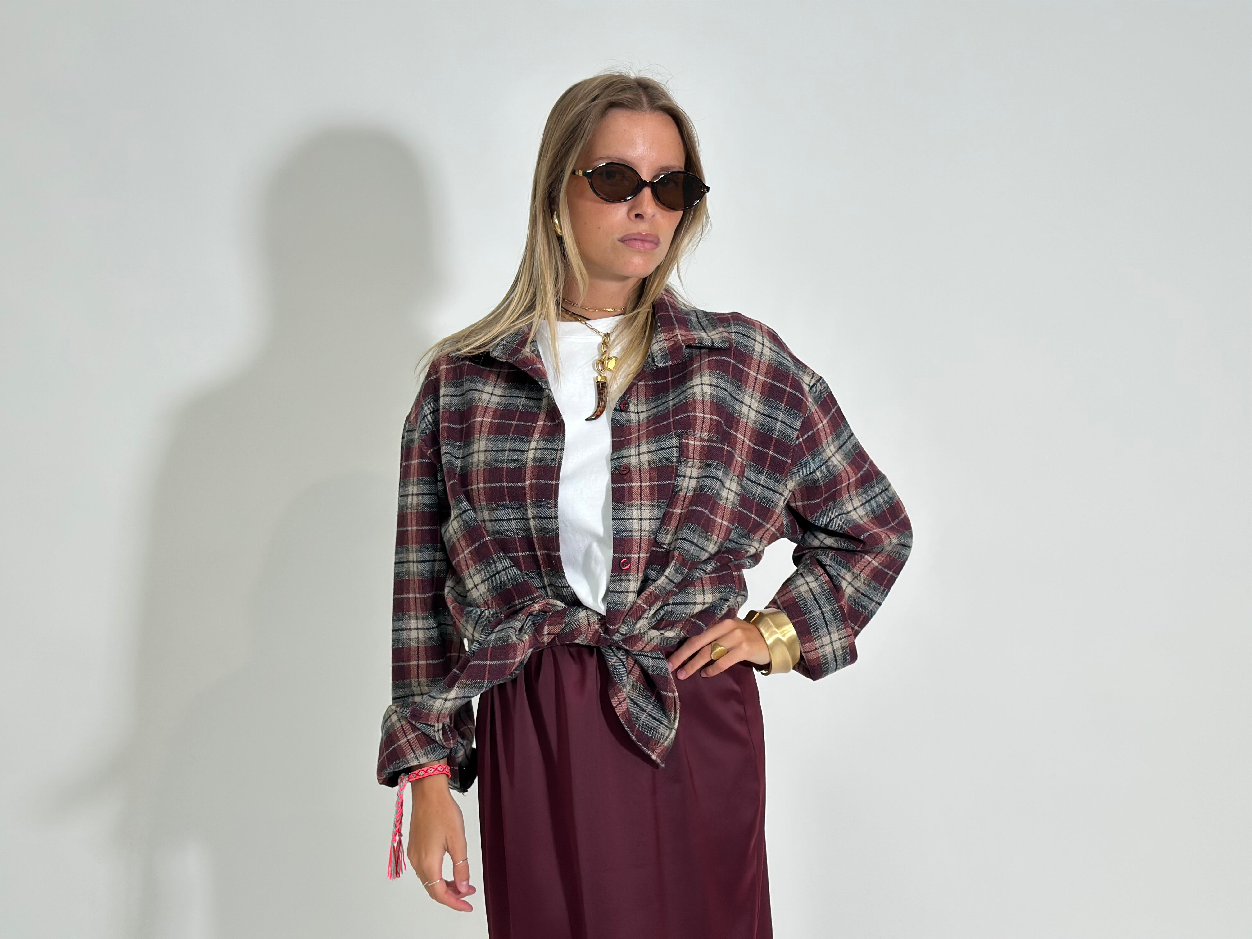 Camicia check 25864 BURGUNDY