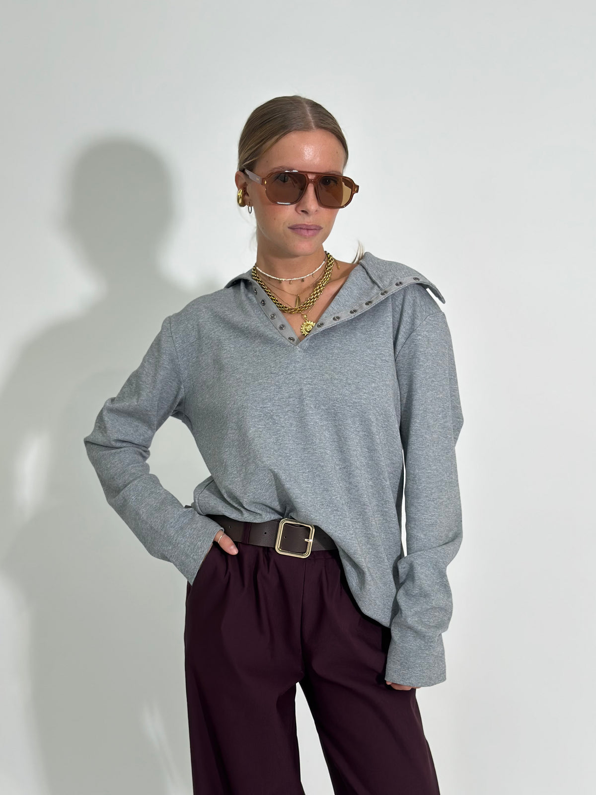 Maglia collo diagonale 260321 GRIGIO