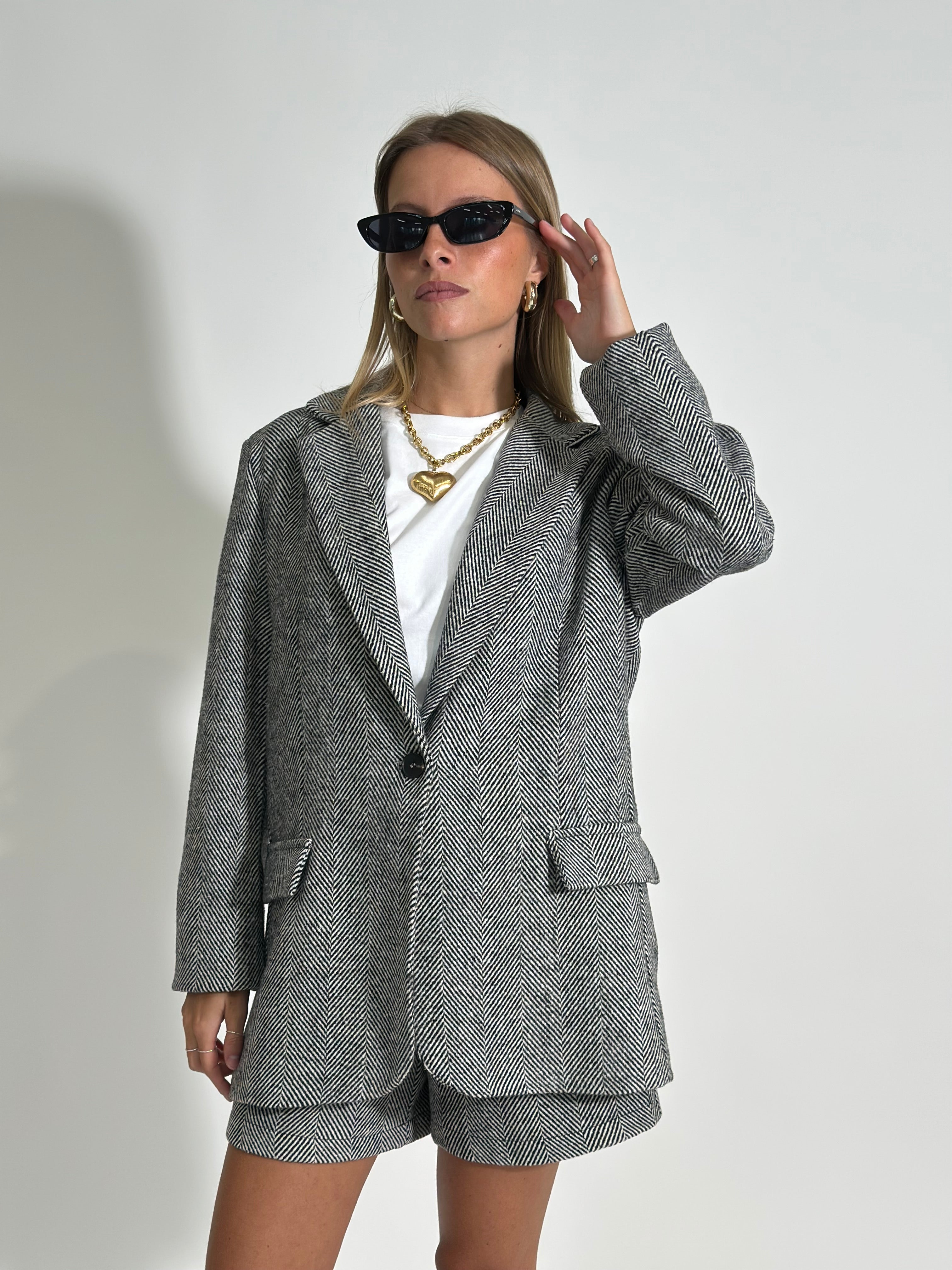 Giacca spigata 27847 NERO
