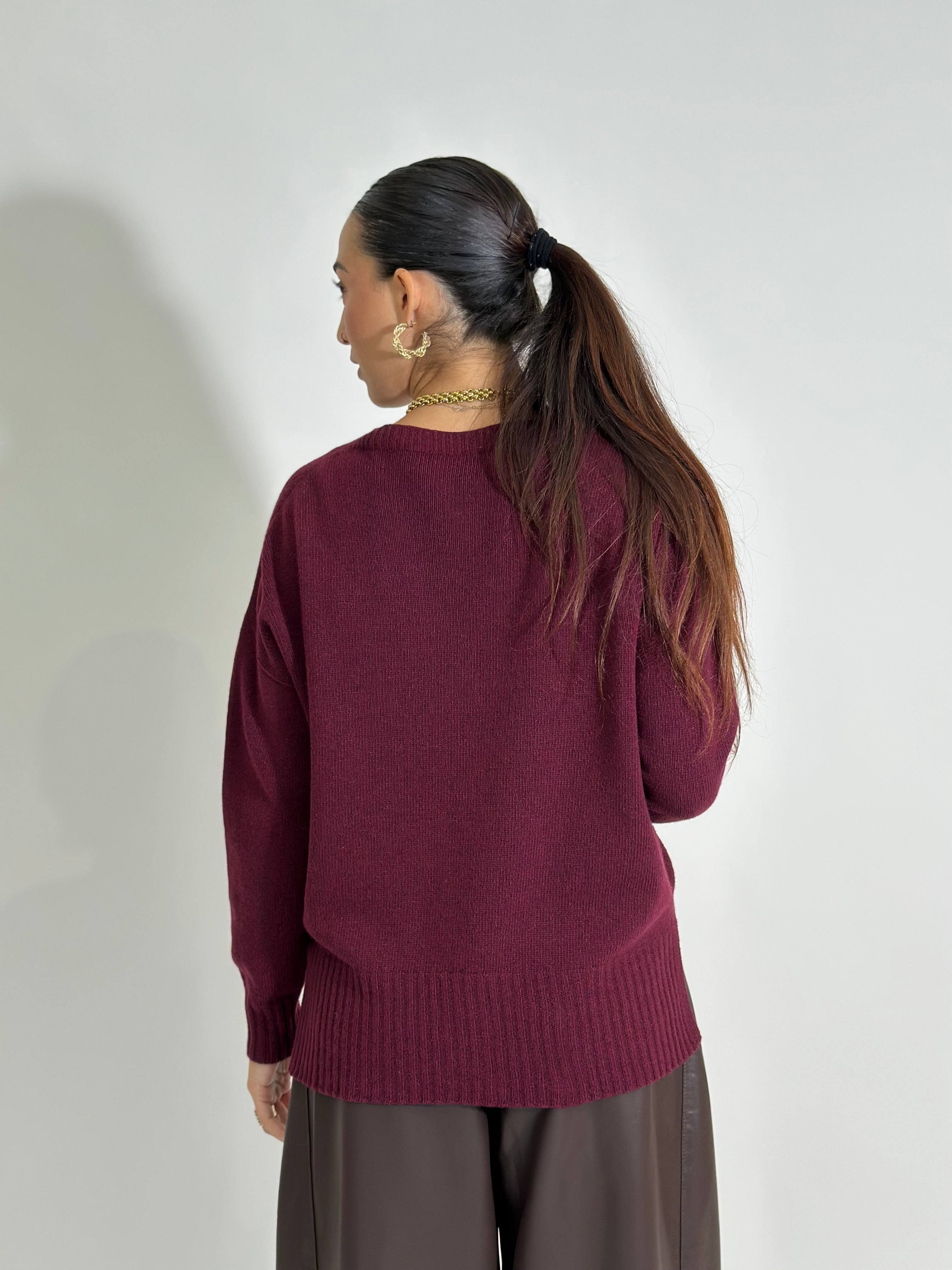 Maglia Cashmere Blend 6616 BURGUNDY