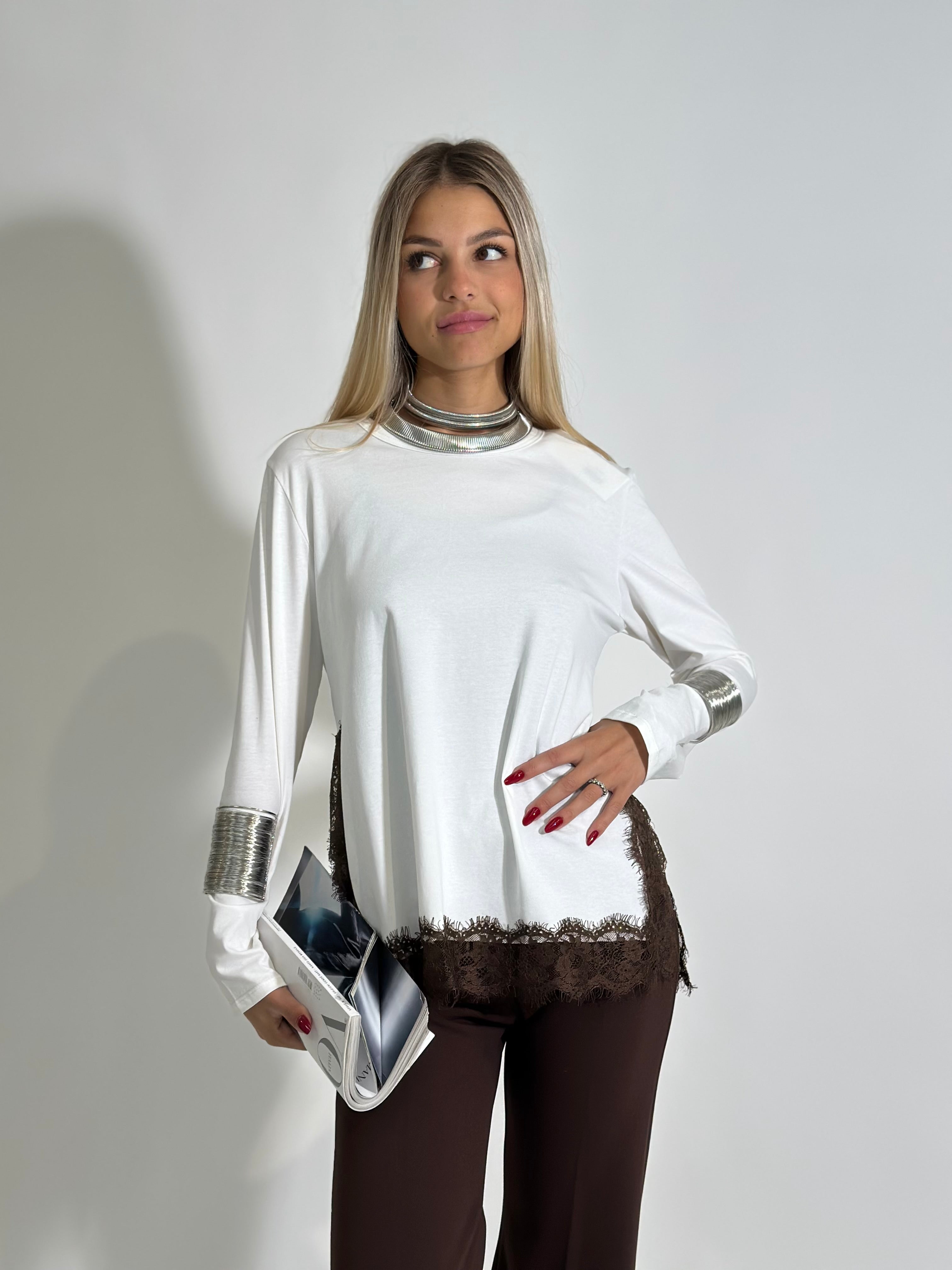Maglia jersey pizzo 55777 PANNA