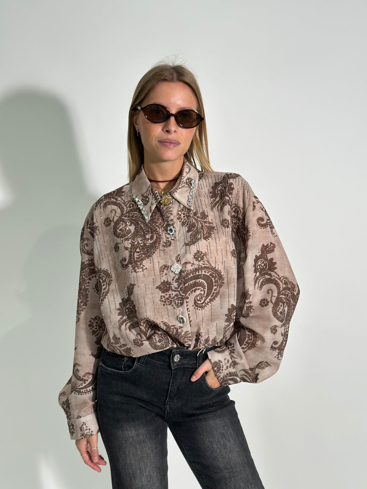 Camicia gioiello K1754 MORO