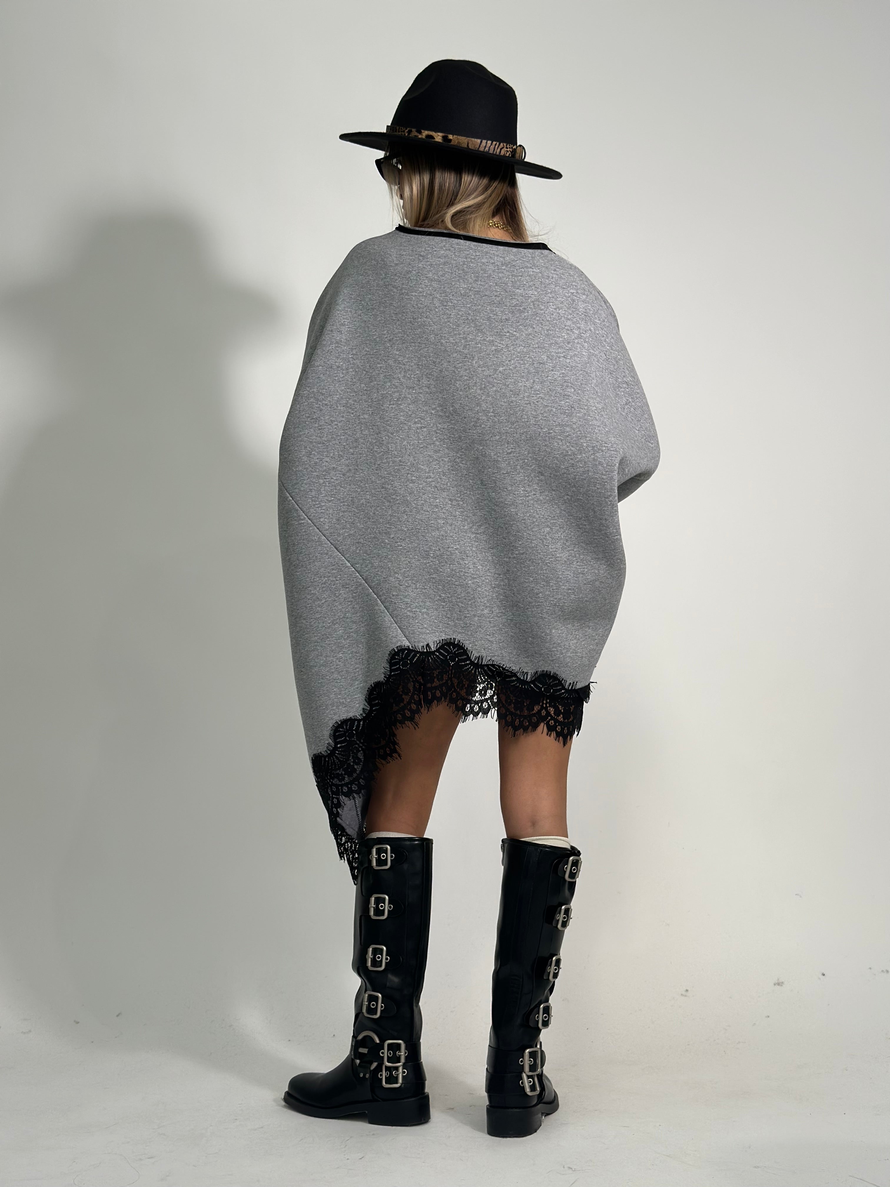 Felpa asimmetrica pizzo 80292