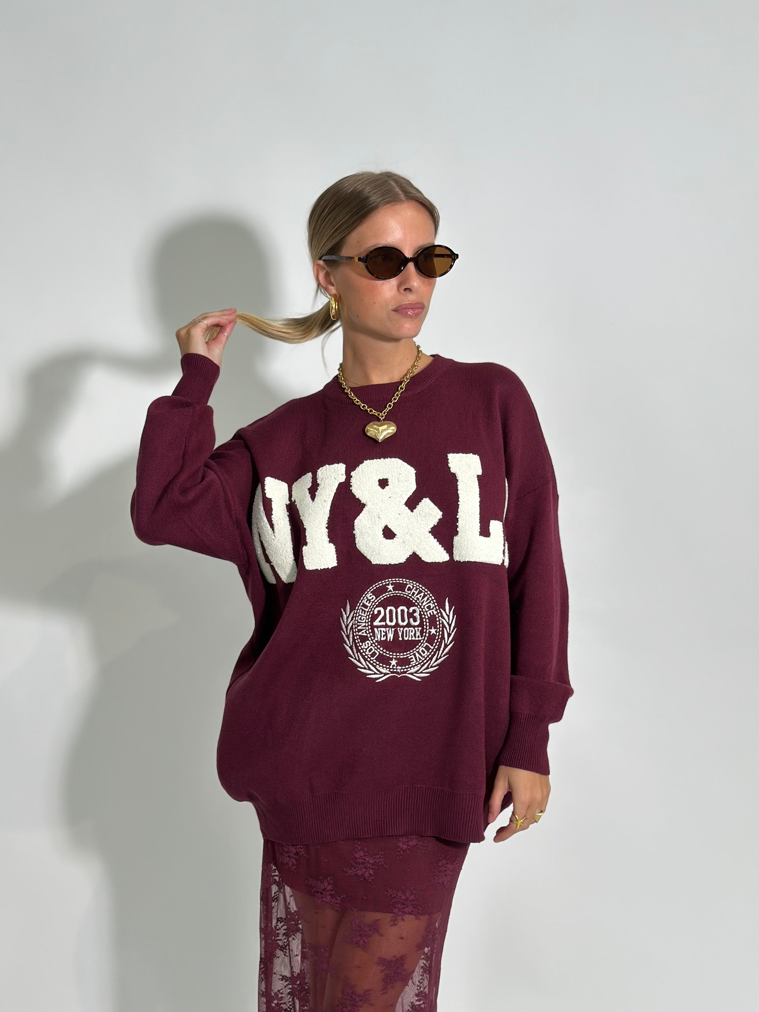 Maglia NY S11127 BORDO'