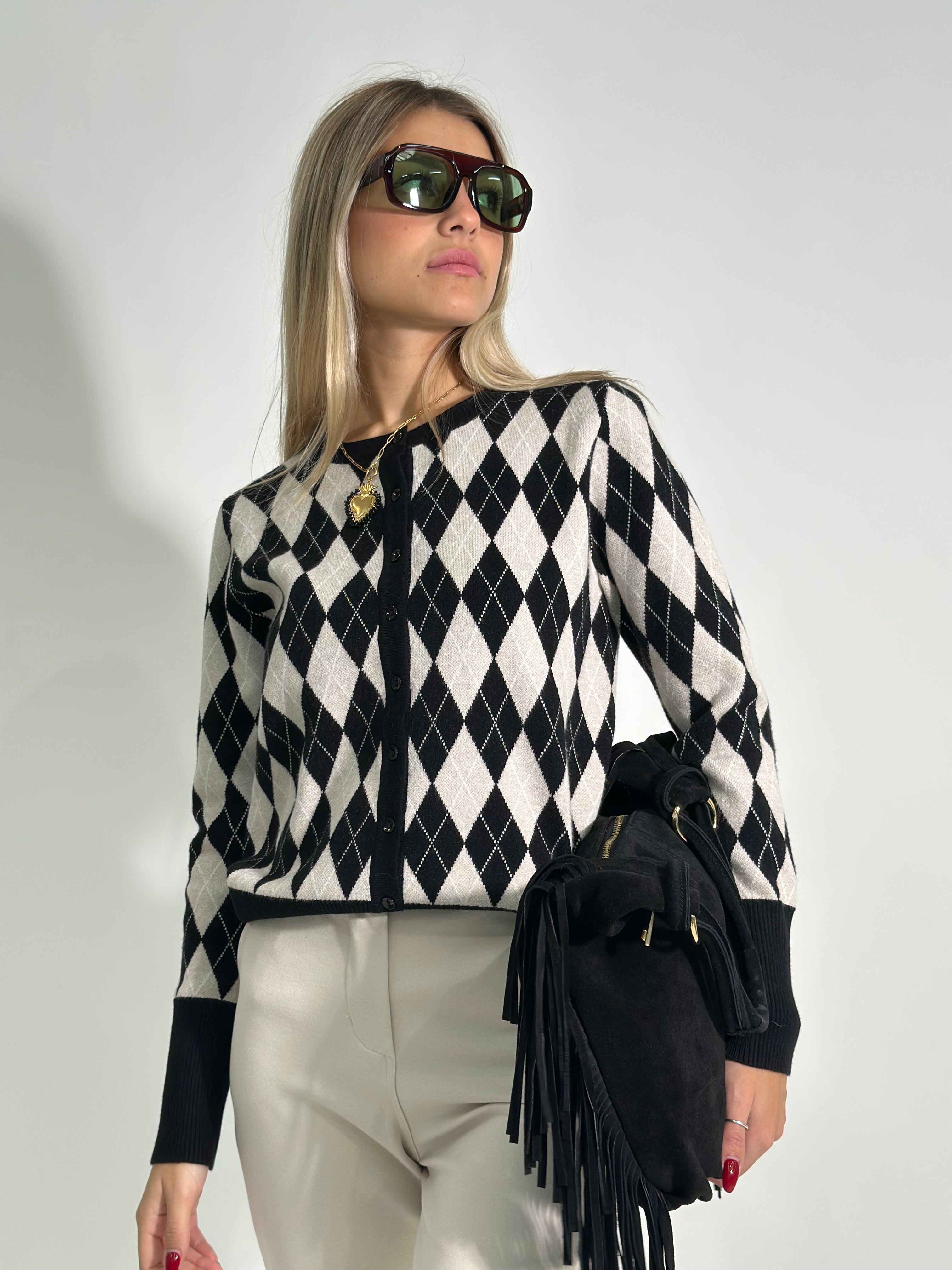 Maglia rombi 9651 NERO