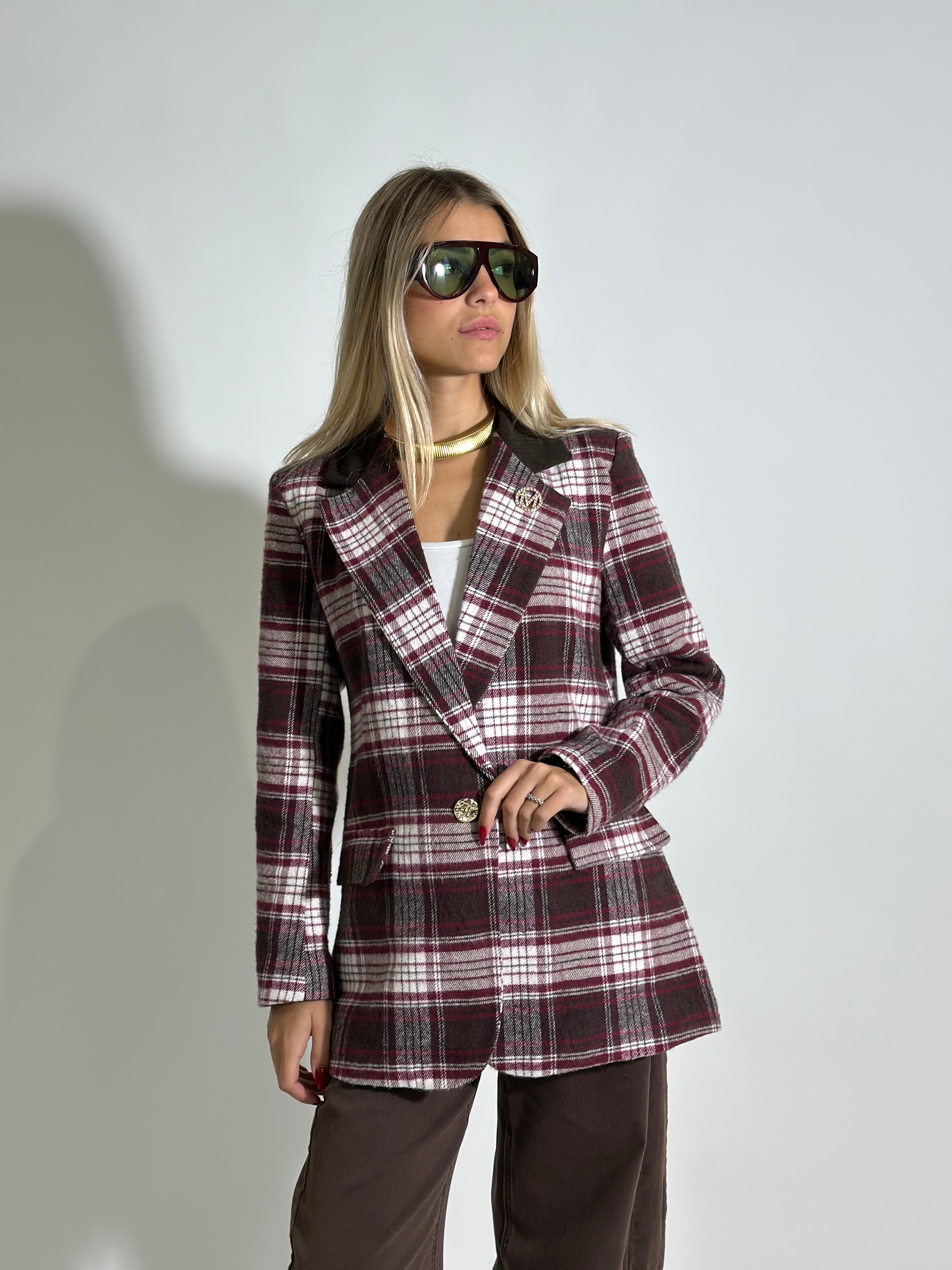 Giacca quadri 211026 BURGUNDY