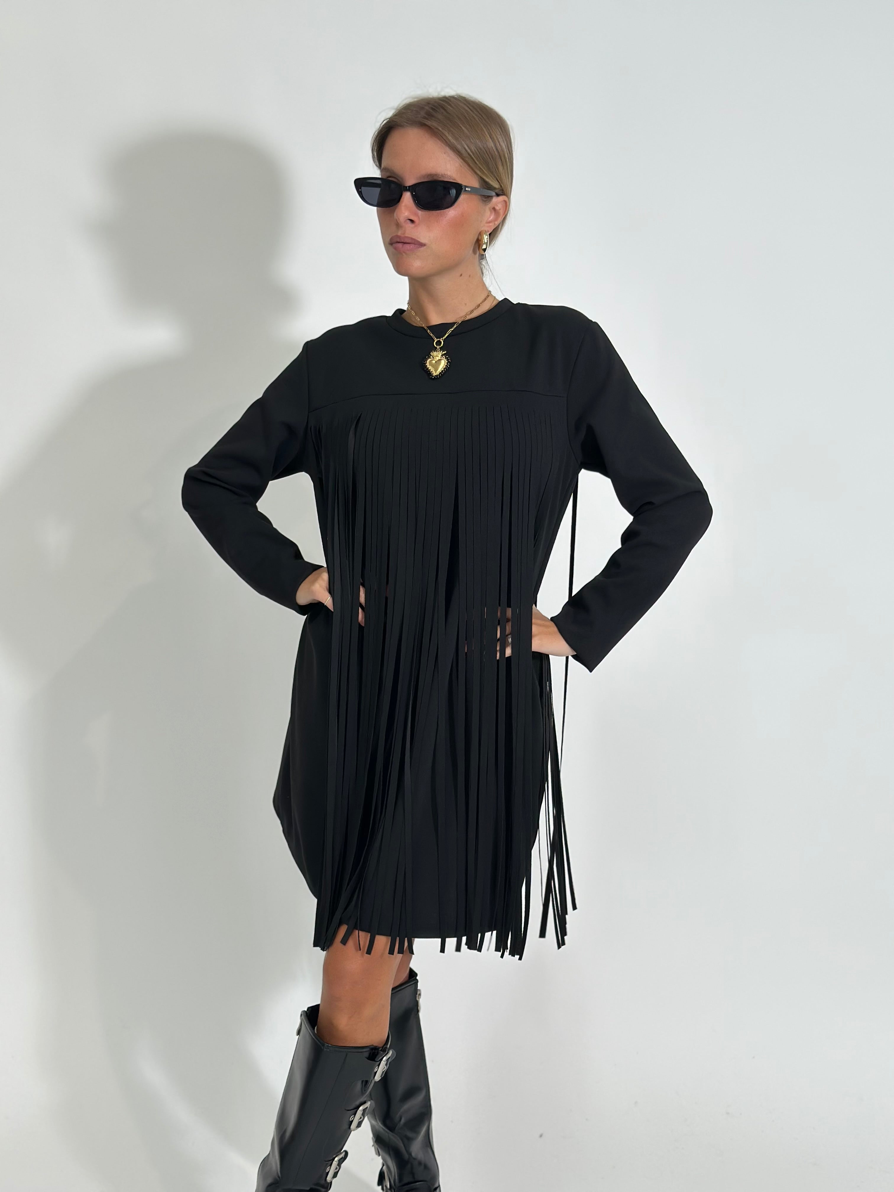 Abito frange 55808 NERO
