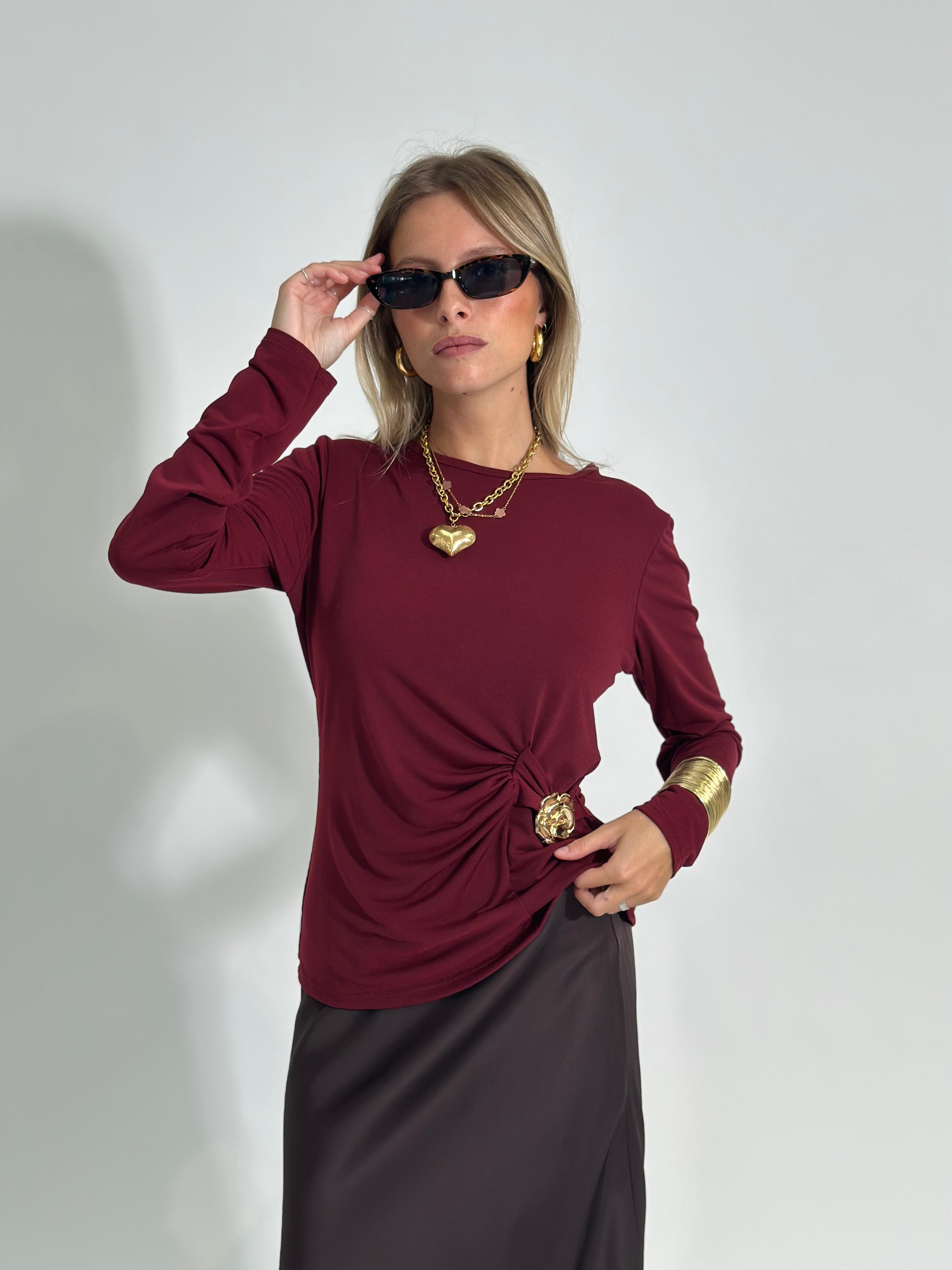 Maglia drappeggio 10367 BURGUNDY