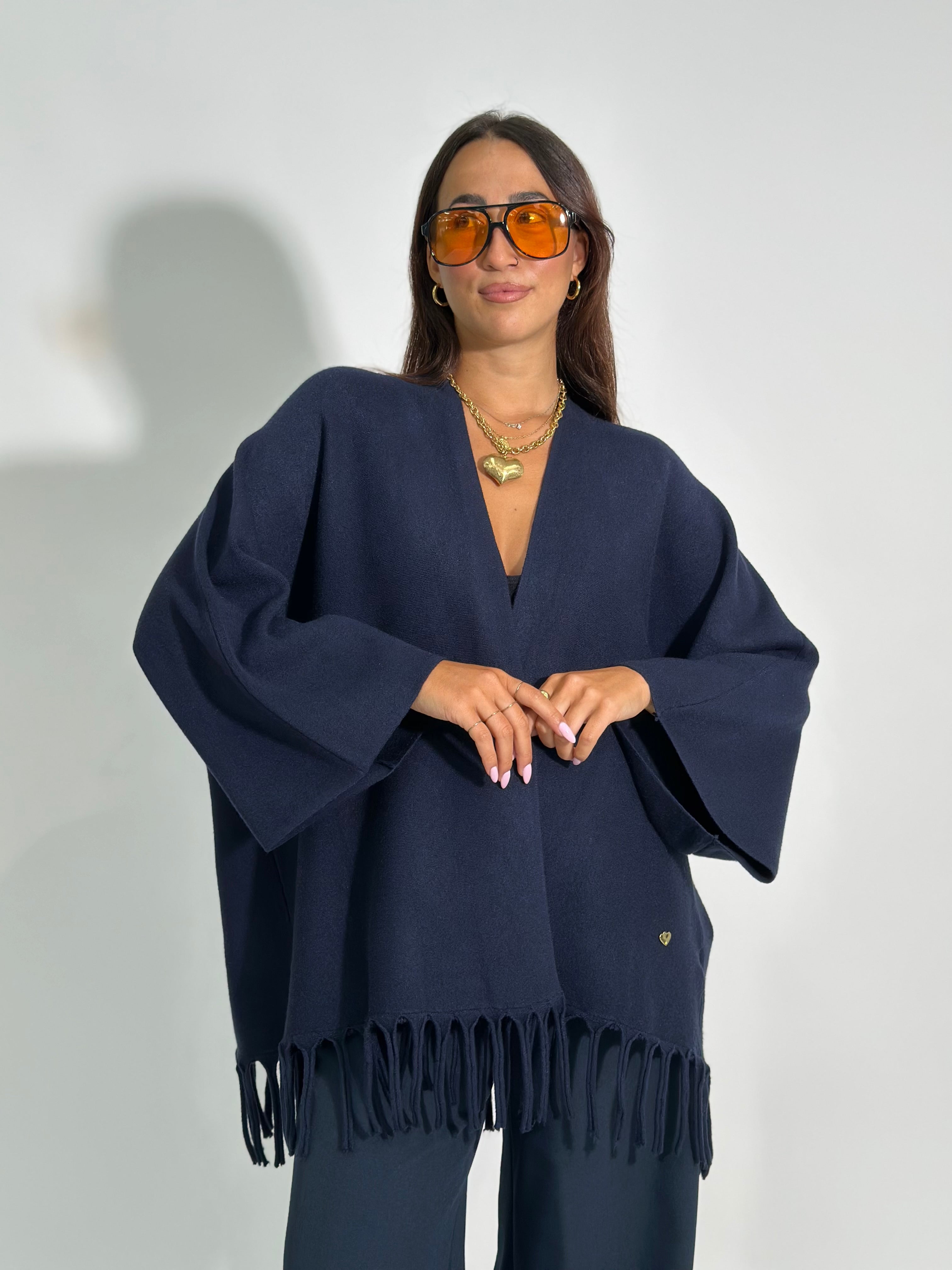 Cardigan frange 28109 BLU