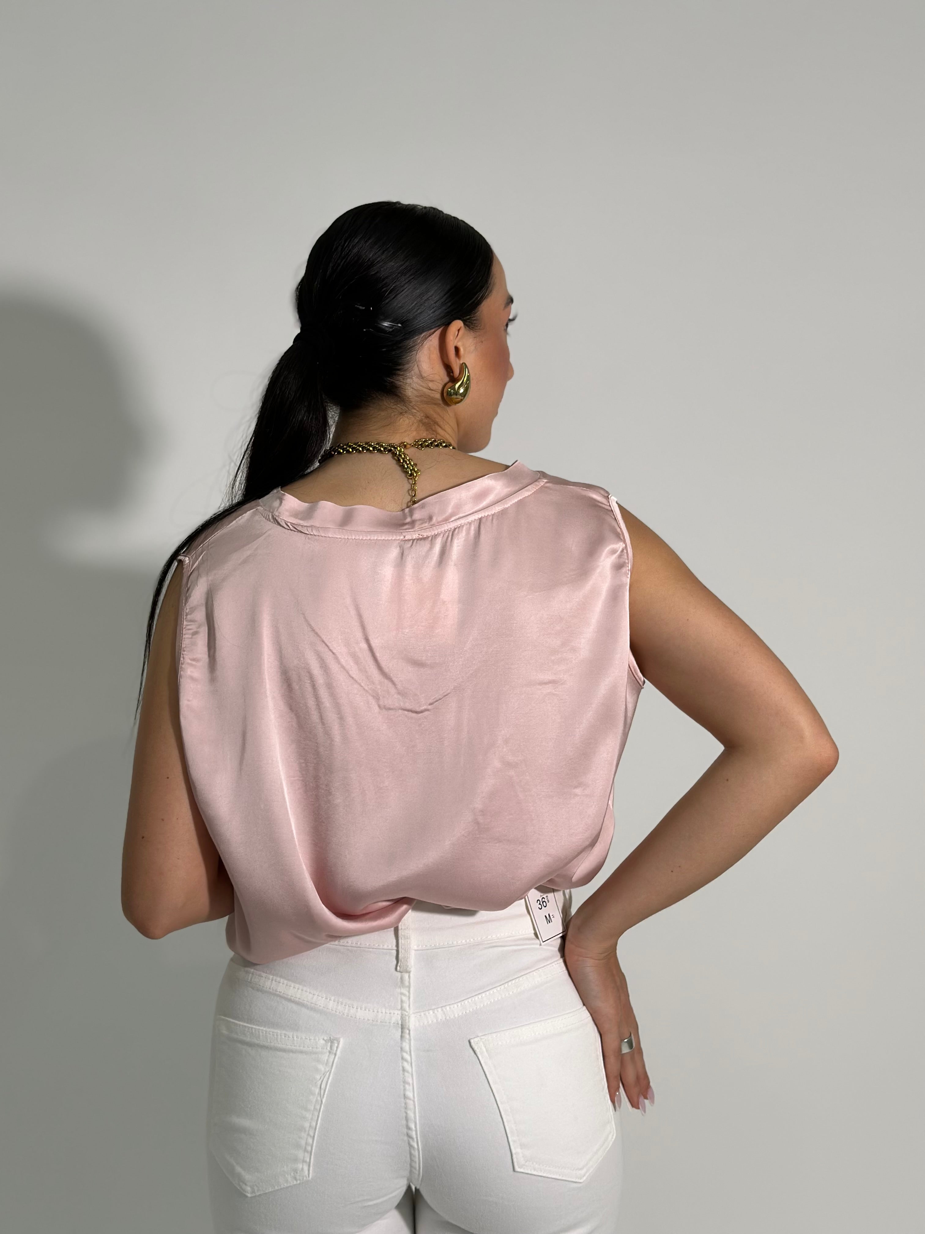 Maglia satin smanicata 10673