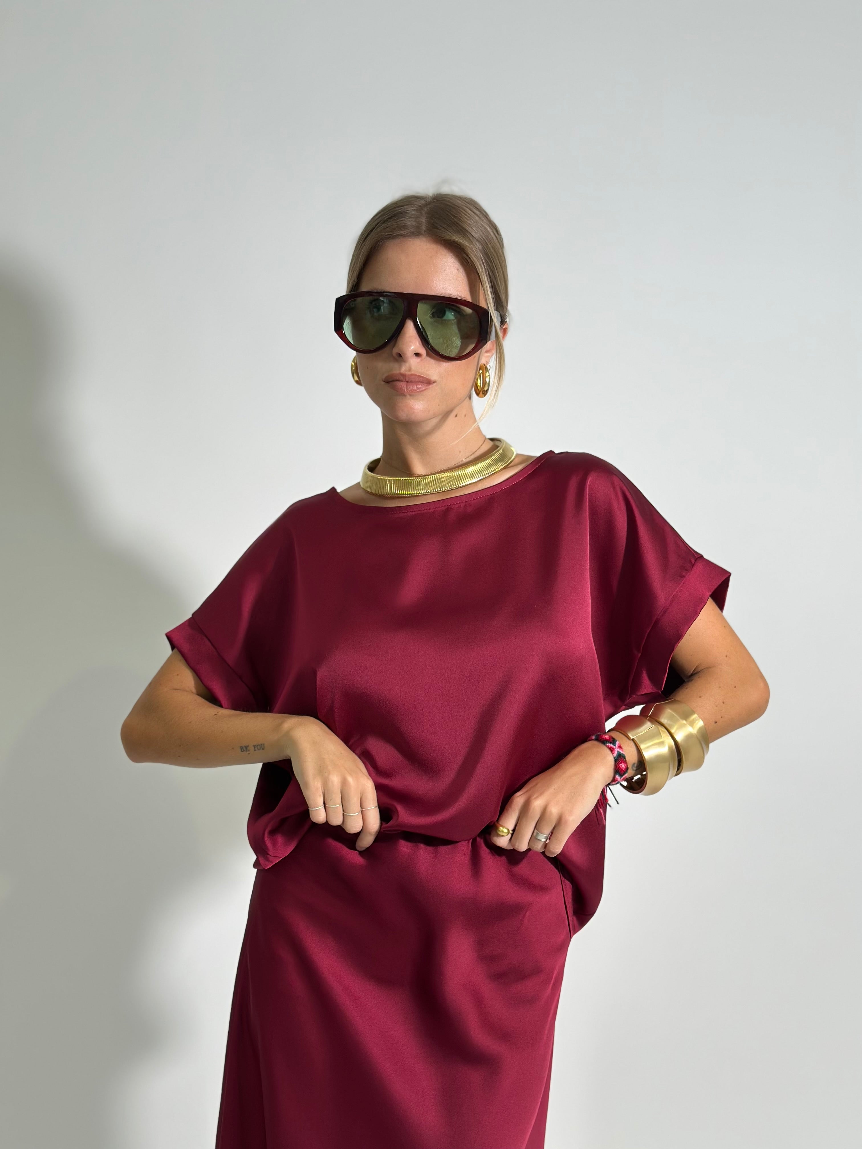 Camicia satin 1588 BORDO