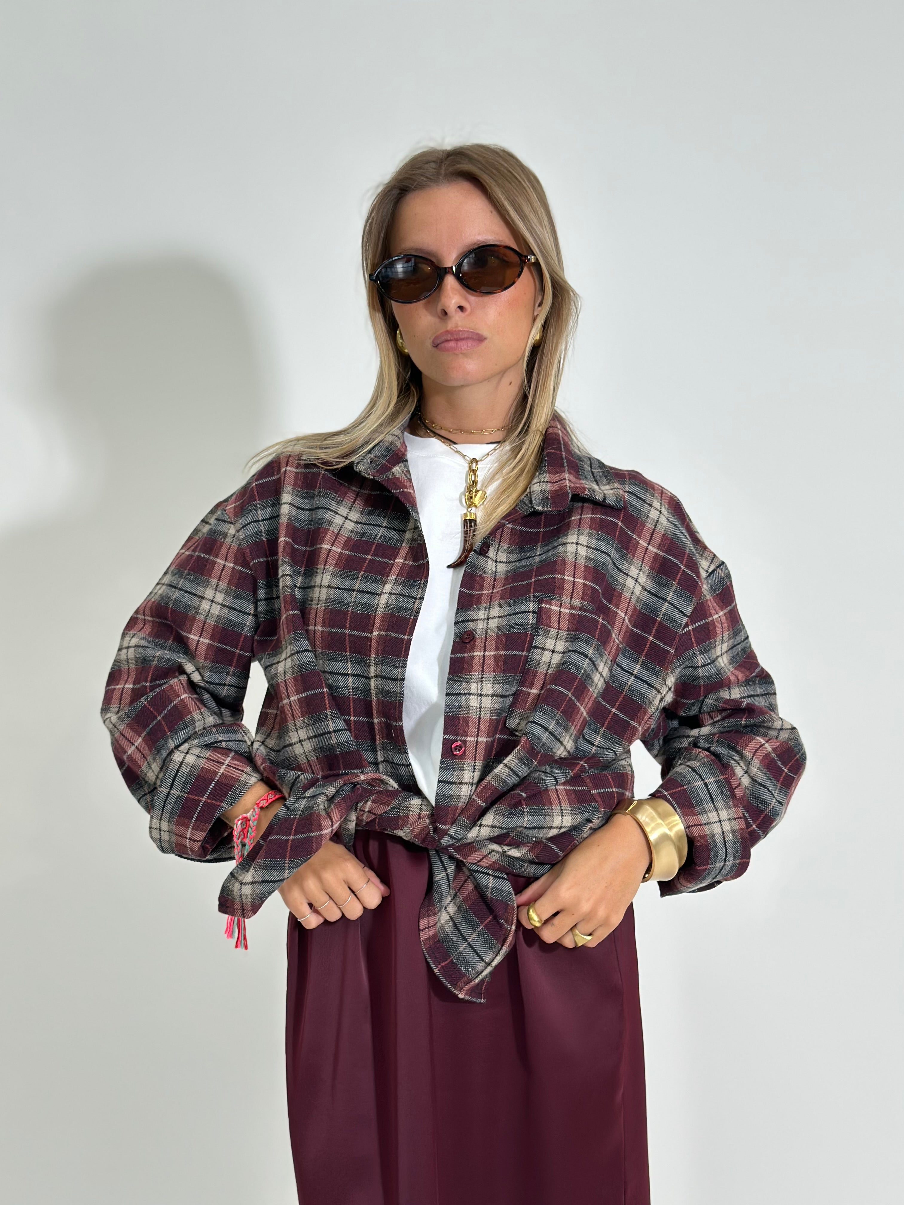Camicia check 25864 BURGUNDY