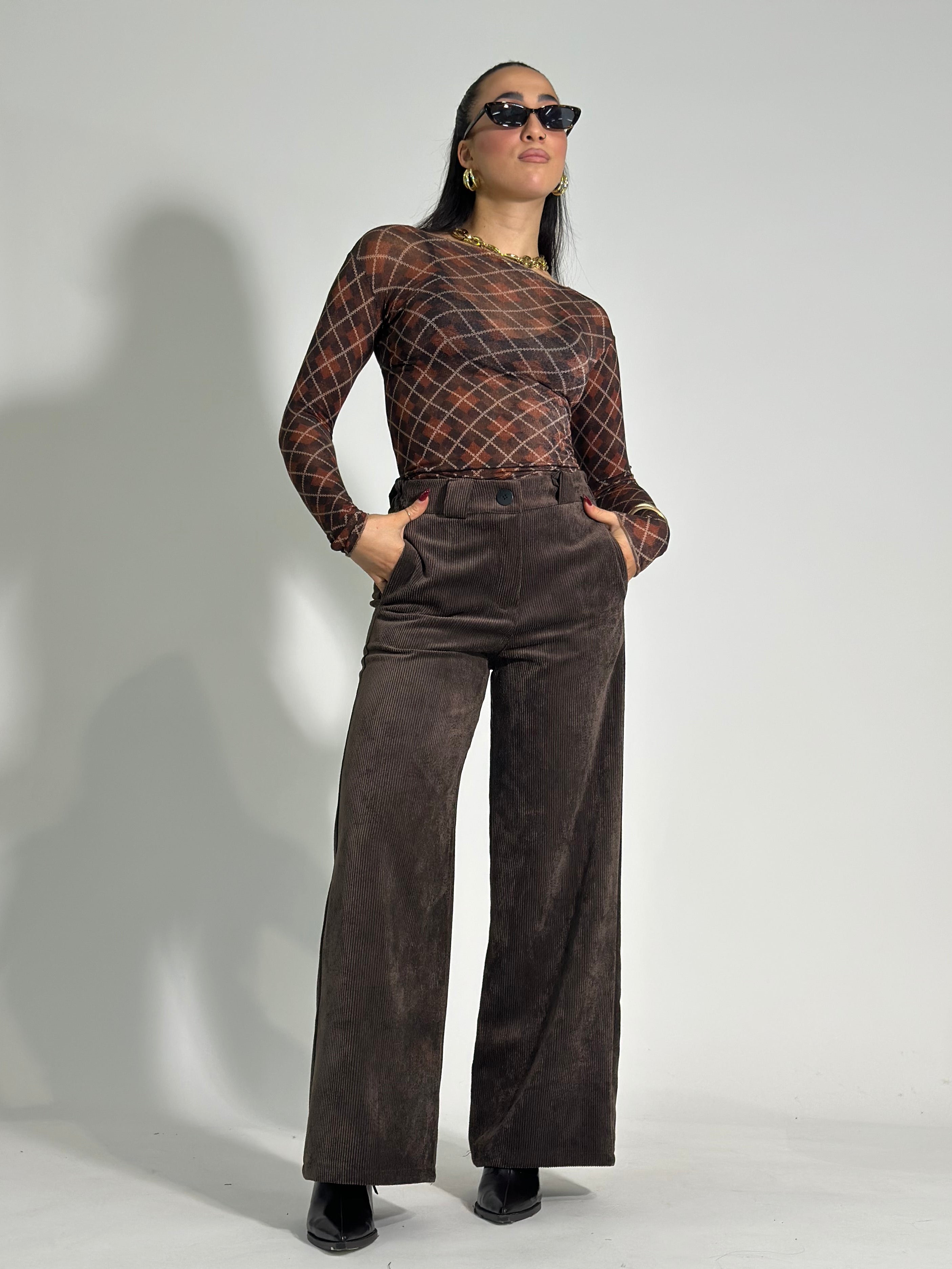 Pantalone velluto 3570 MORO