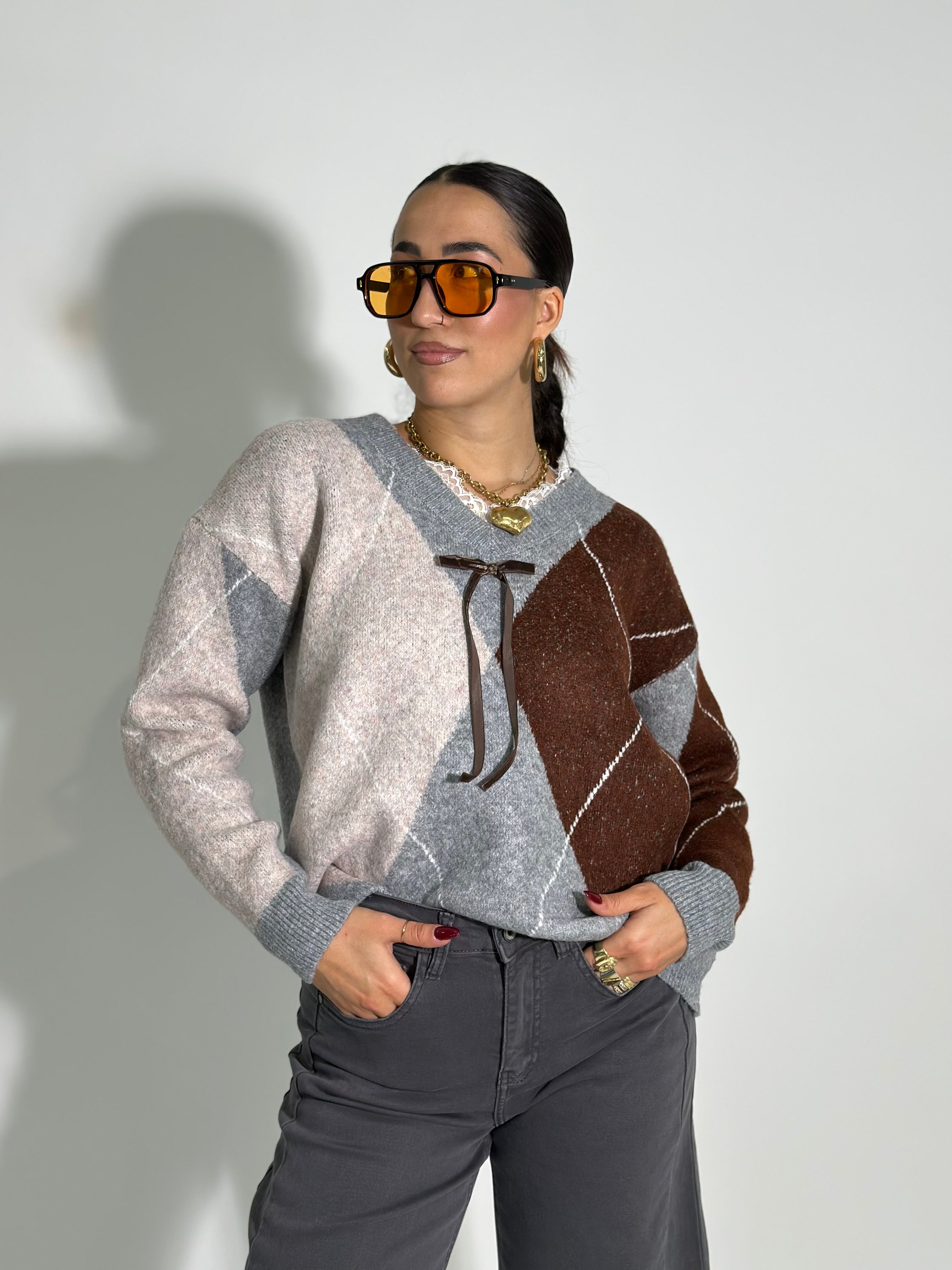 Maglia rombi+pizzo C688