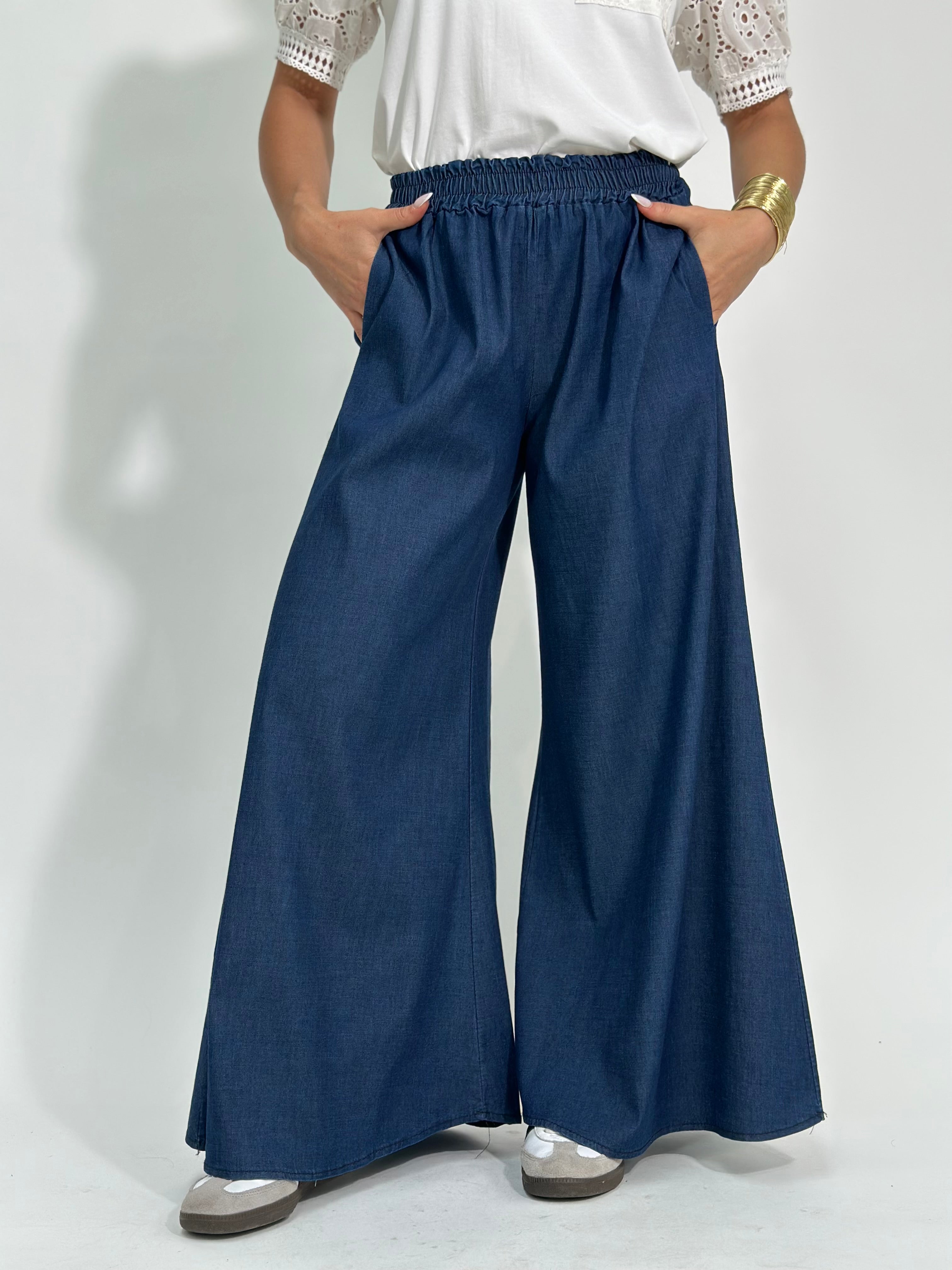 Pantalone chambray palazzo 2325