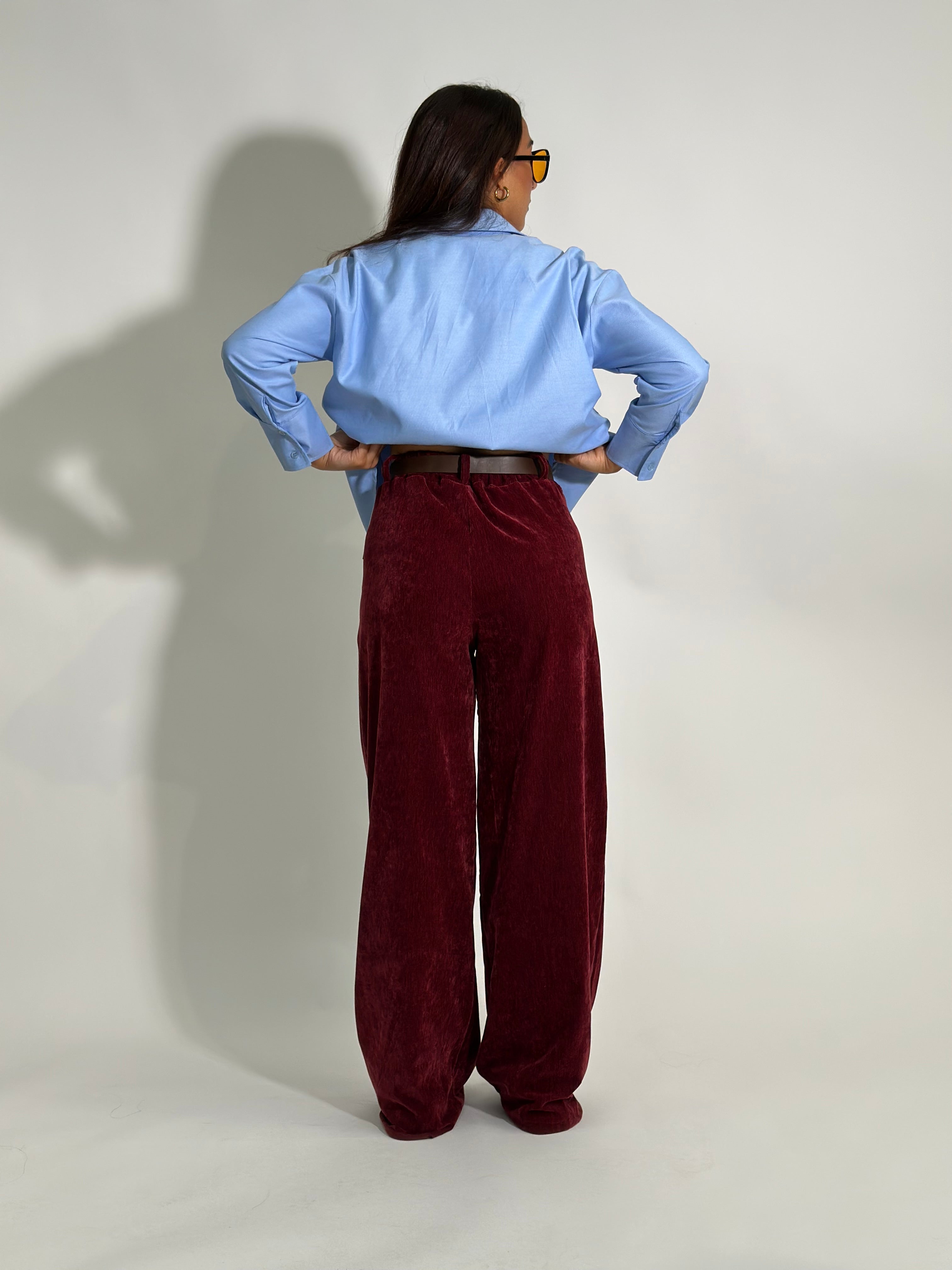 Pantalone velour 80026 BORDO'