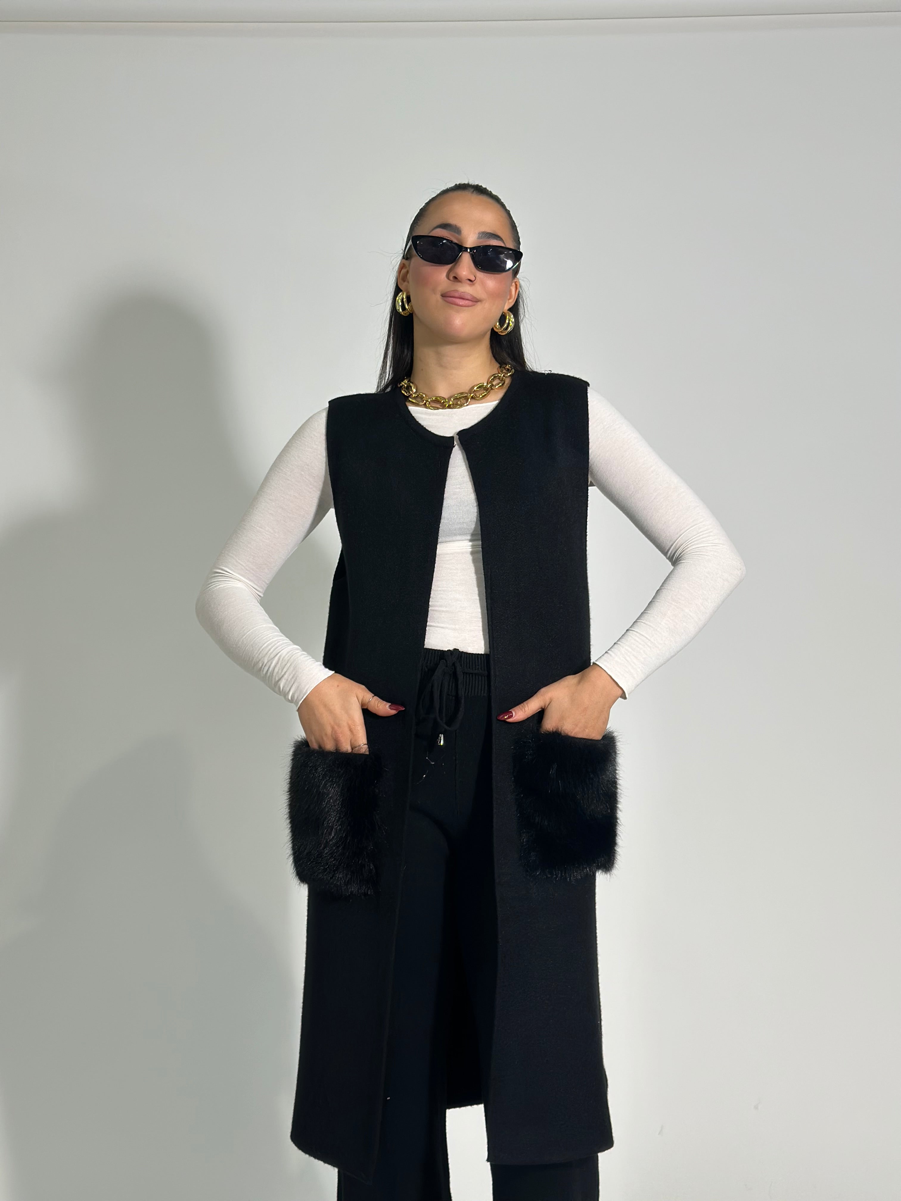 Gilet tasche C689 NERO